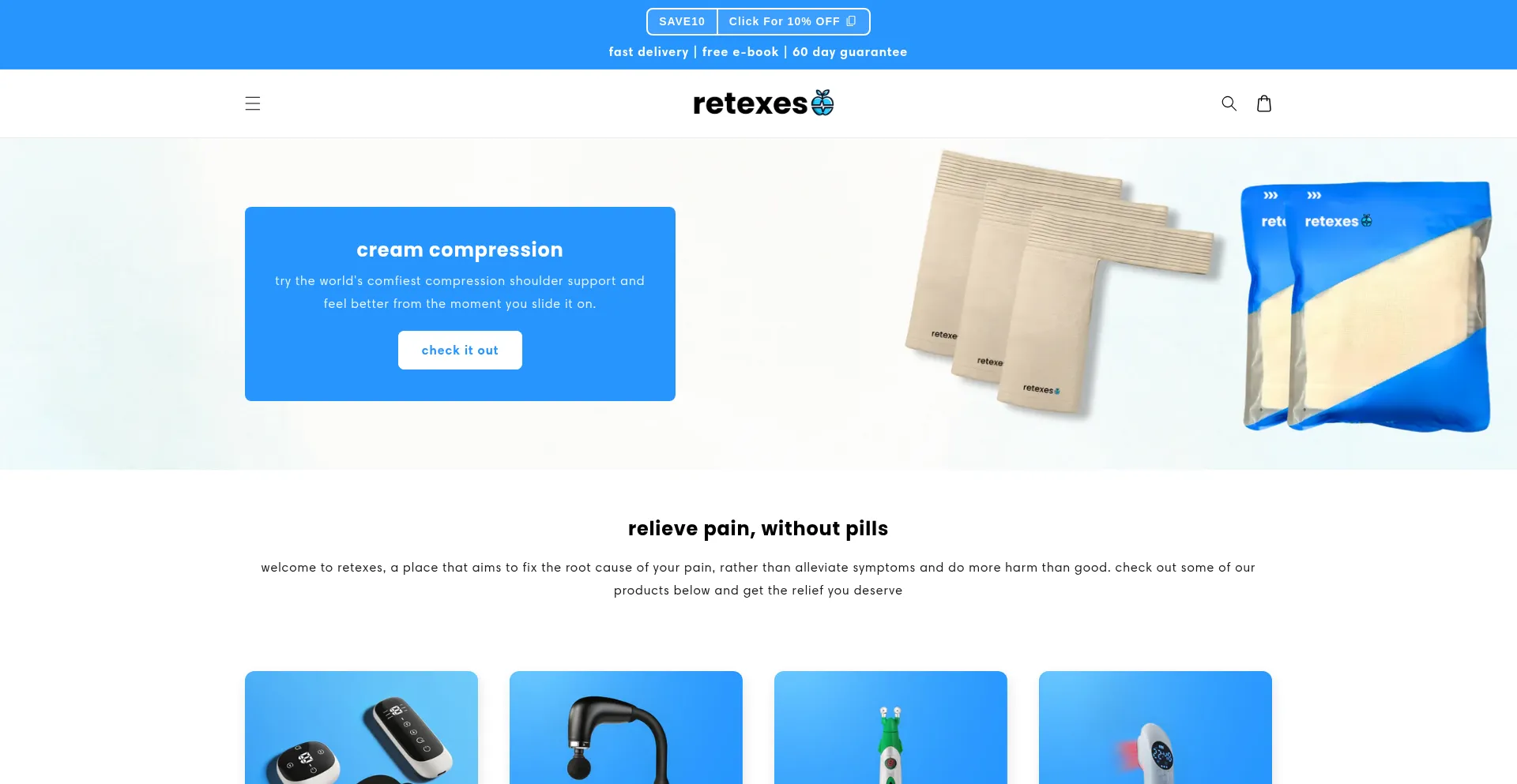 Website screenshot of Retexes.com