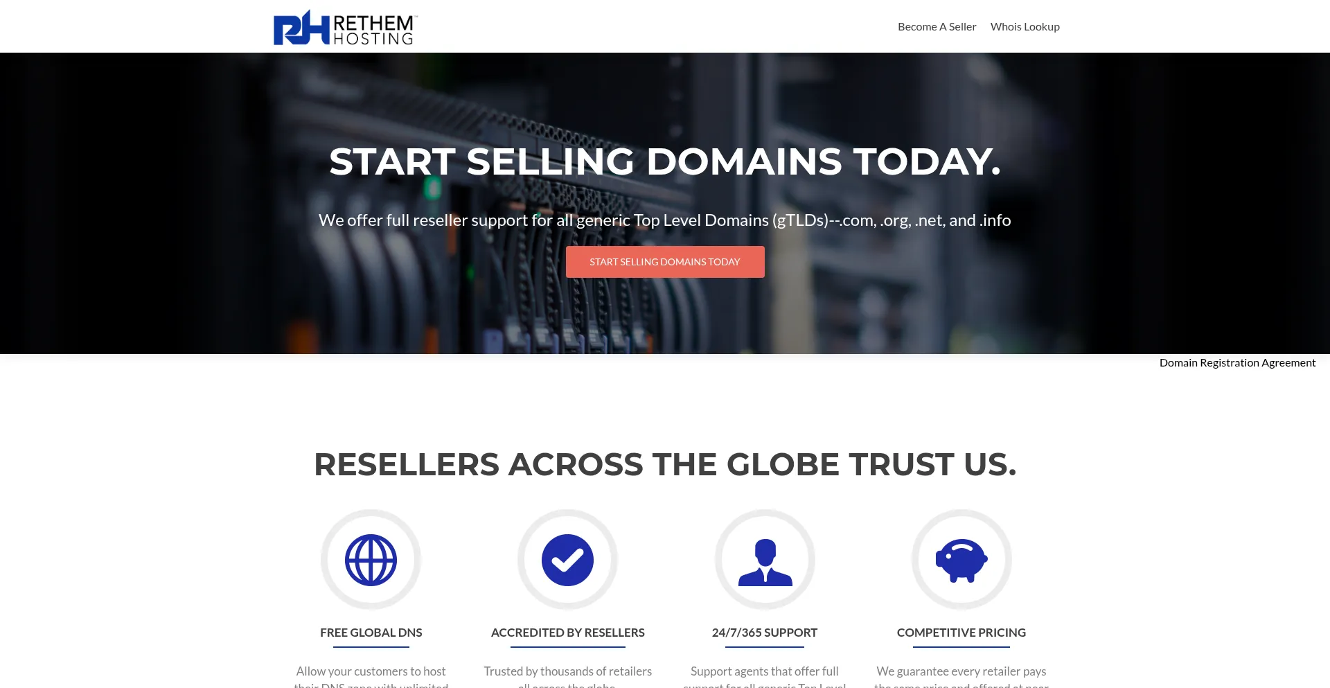 Website screenshot of Rethemhosting.net