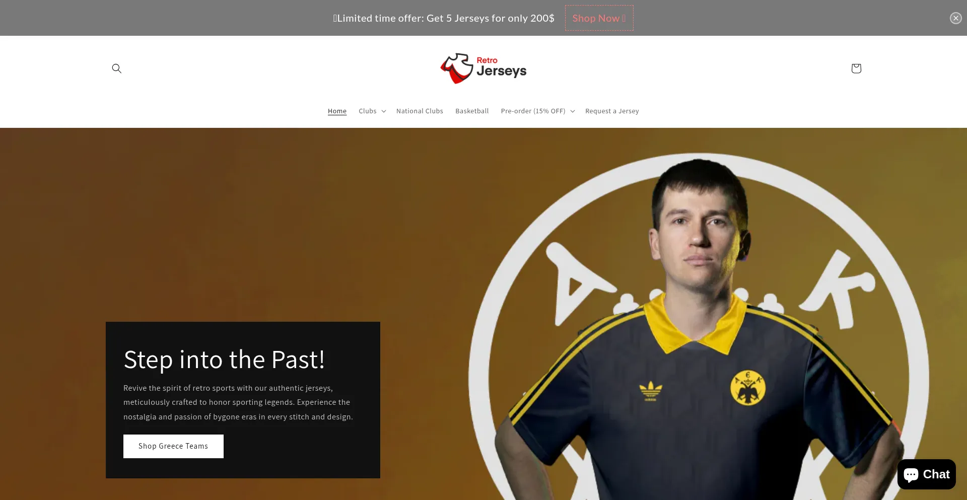 Website screenshot of Retro-jerseys.com