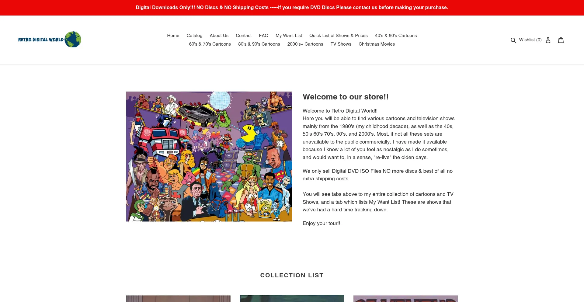 Website screenshot of Retrodigitalworld.ca