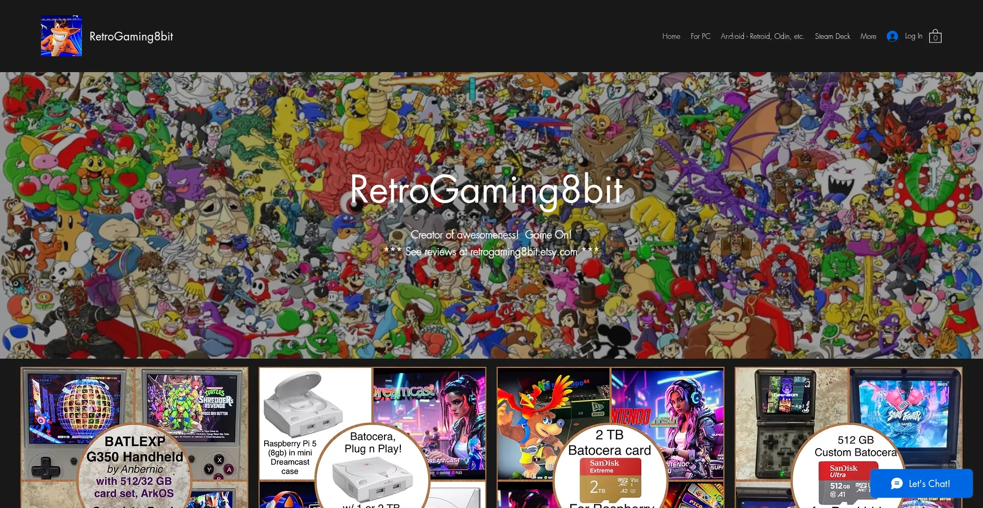 Website screenshot of Retrogaming8bit.com