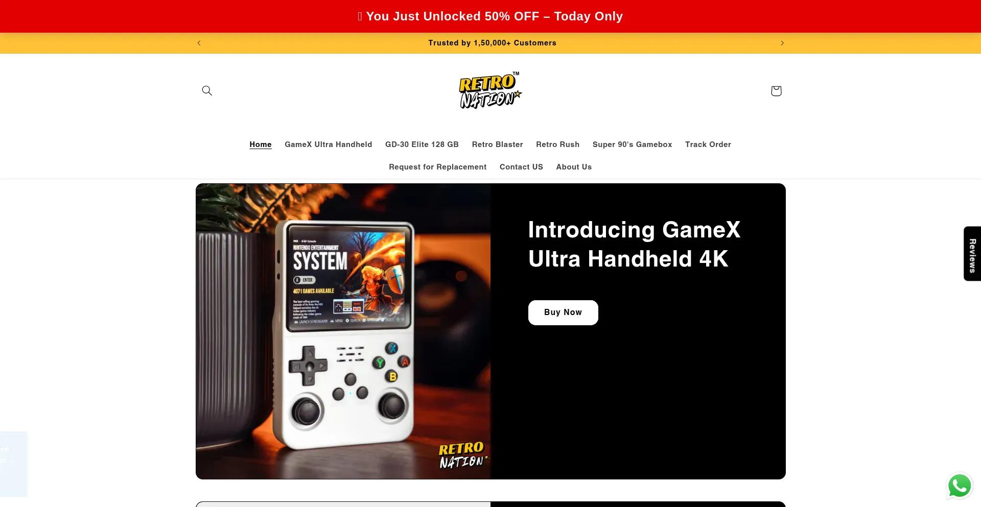 Website screenshot of Retronation.in