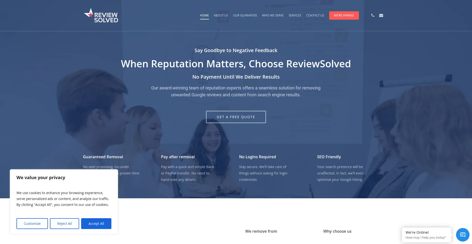 Website screenshot of Reviewsolved.com