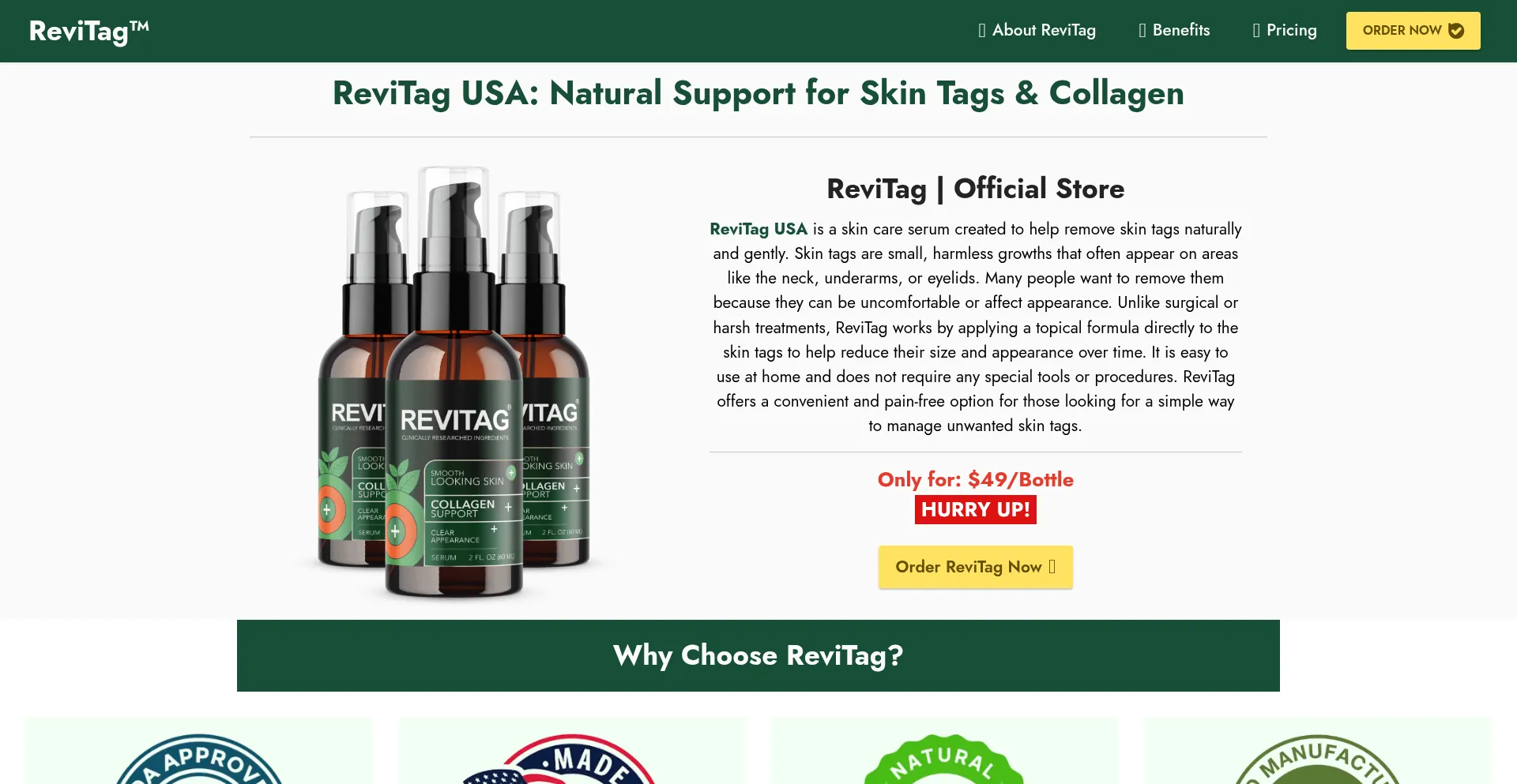 Website screenshot of Revitag-usa.us
