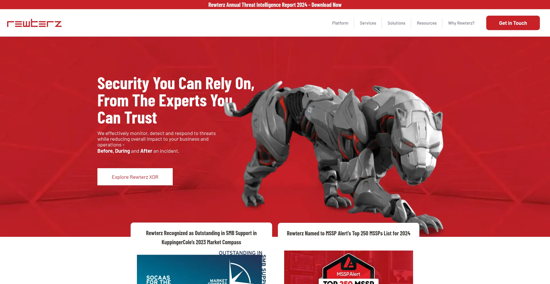 Website screenshot of Rewterz.com