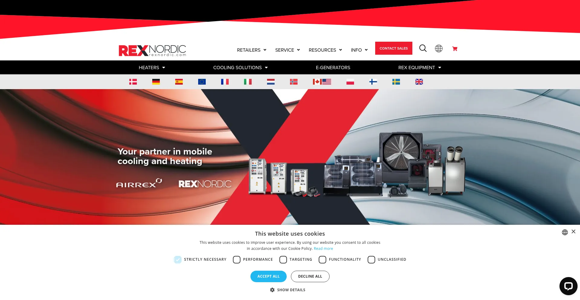 Website screenshot of Rexnordic.com