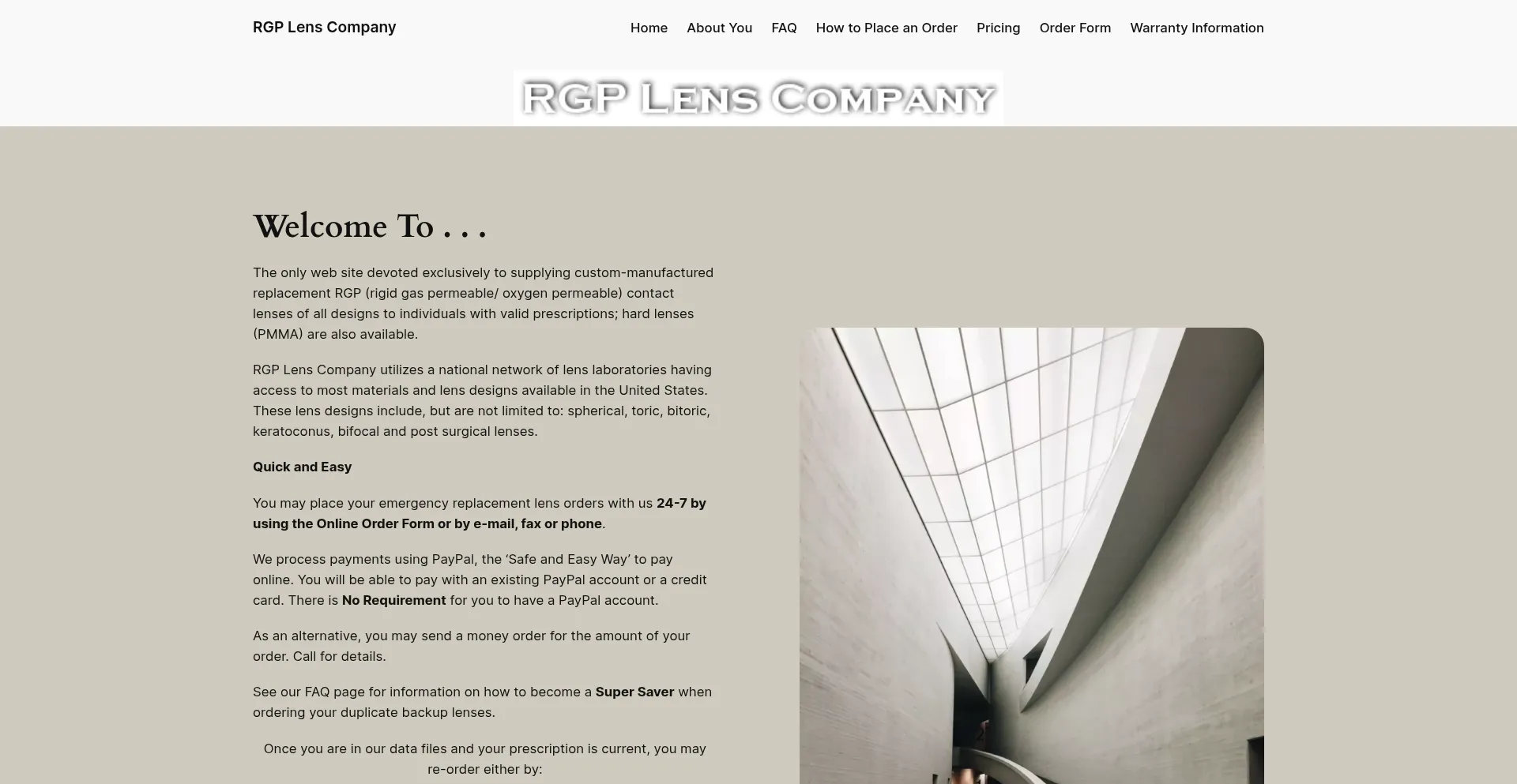 Website screenshot of Rgplens.com