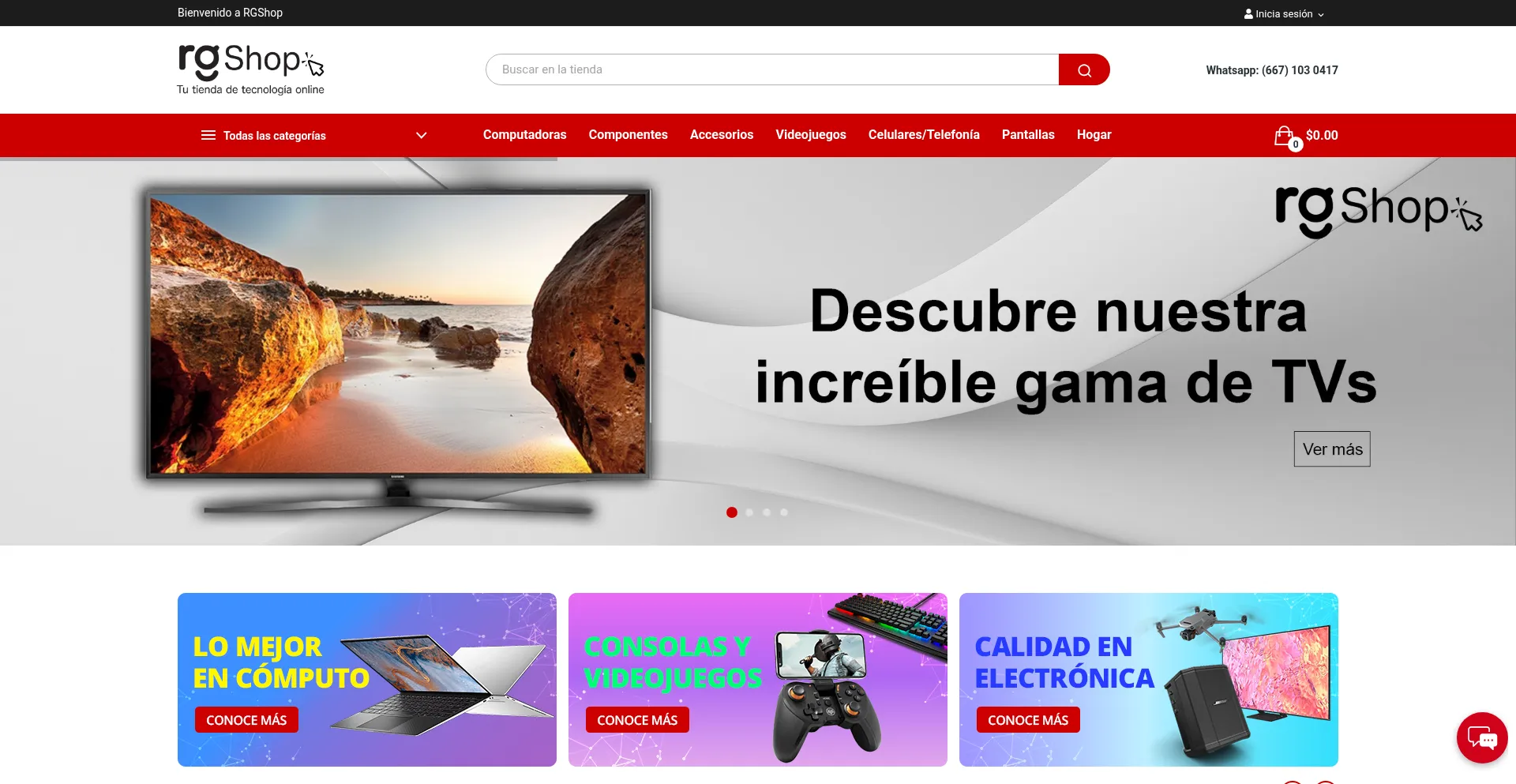 Website screenshot of Rgshop.mx