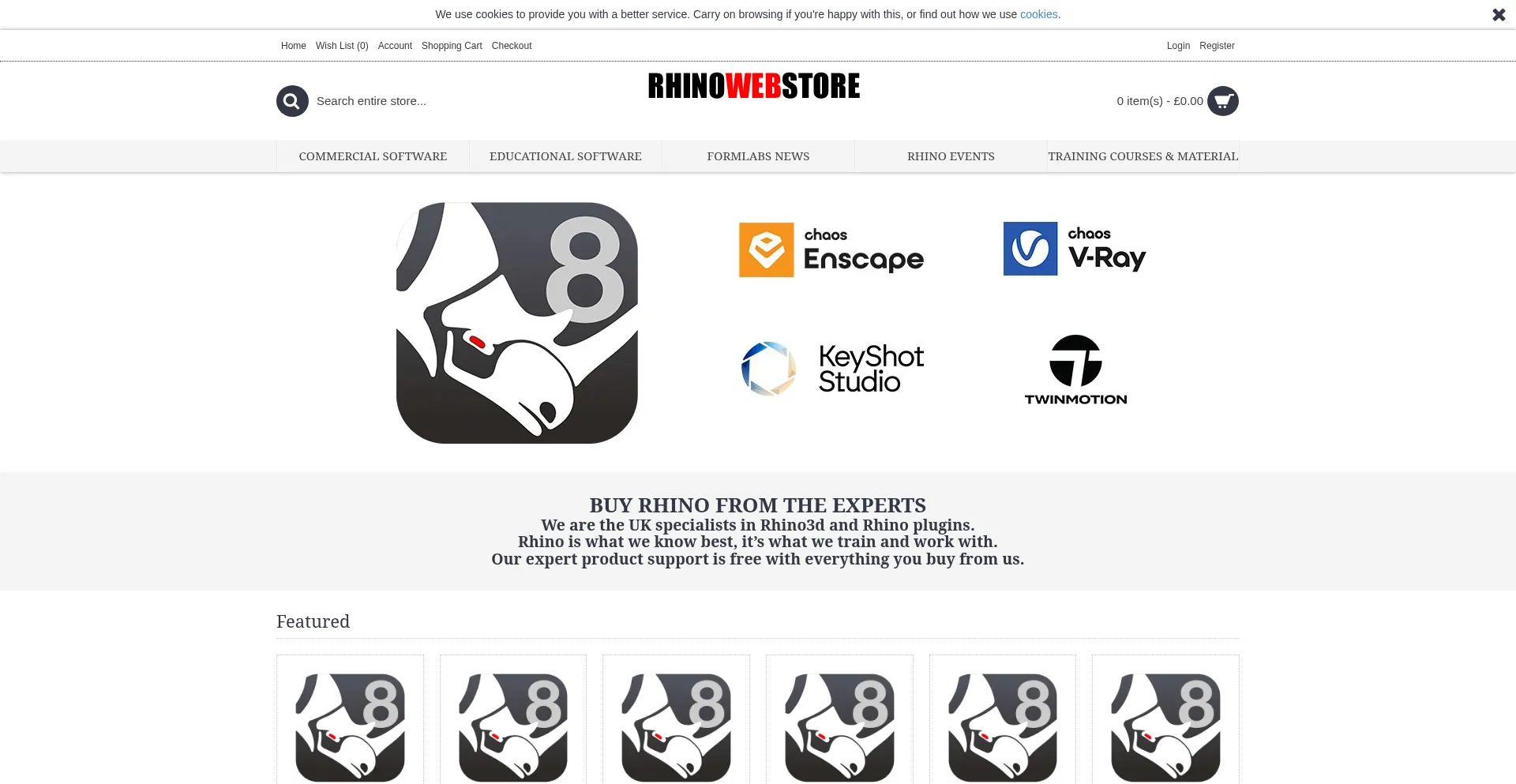 Website screenshot of Rhinowebstore.com