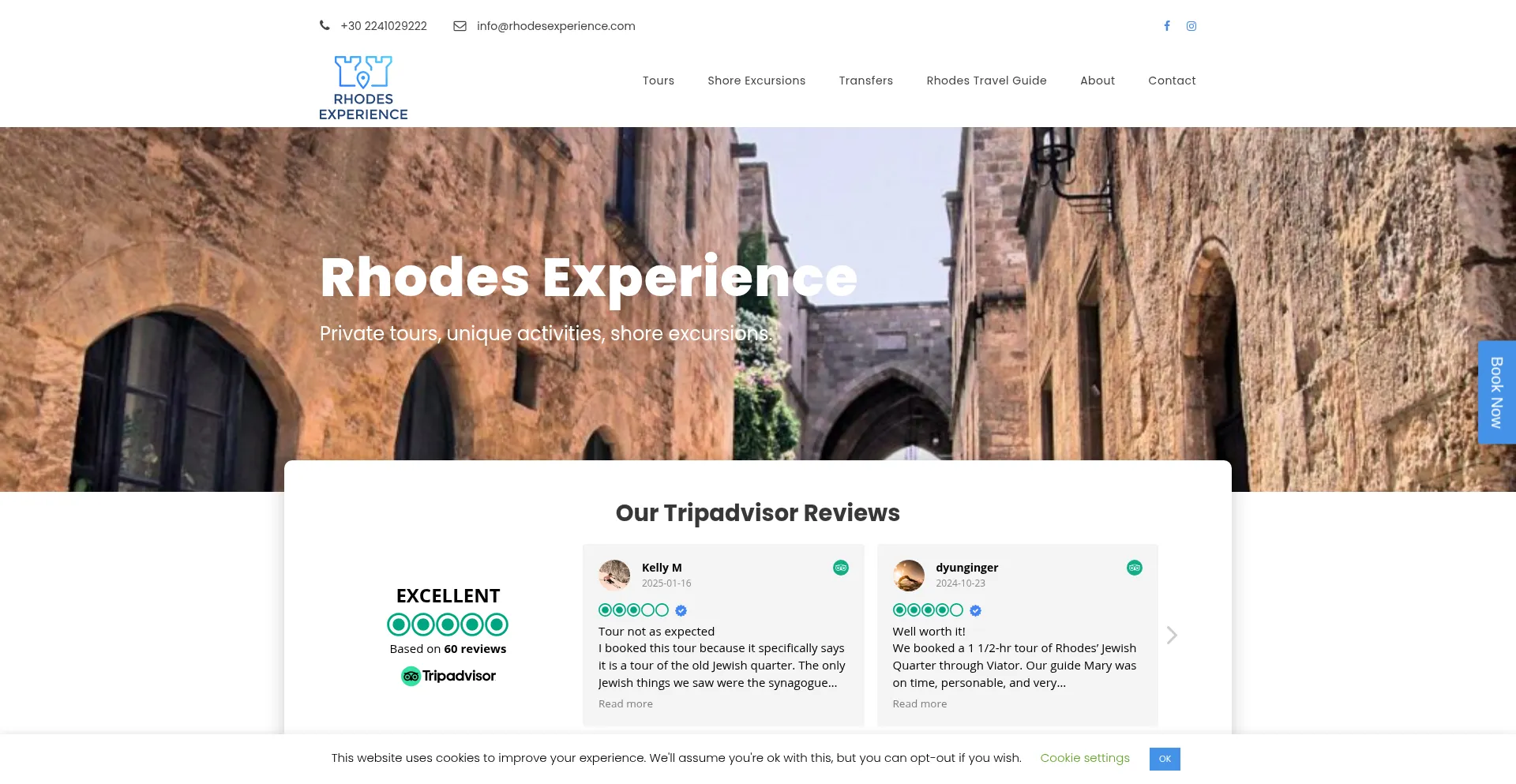 Website screenshot of Rhodesexperience.com