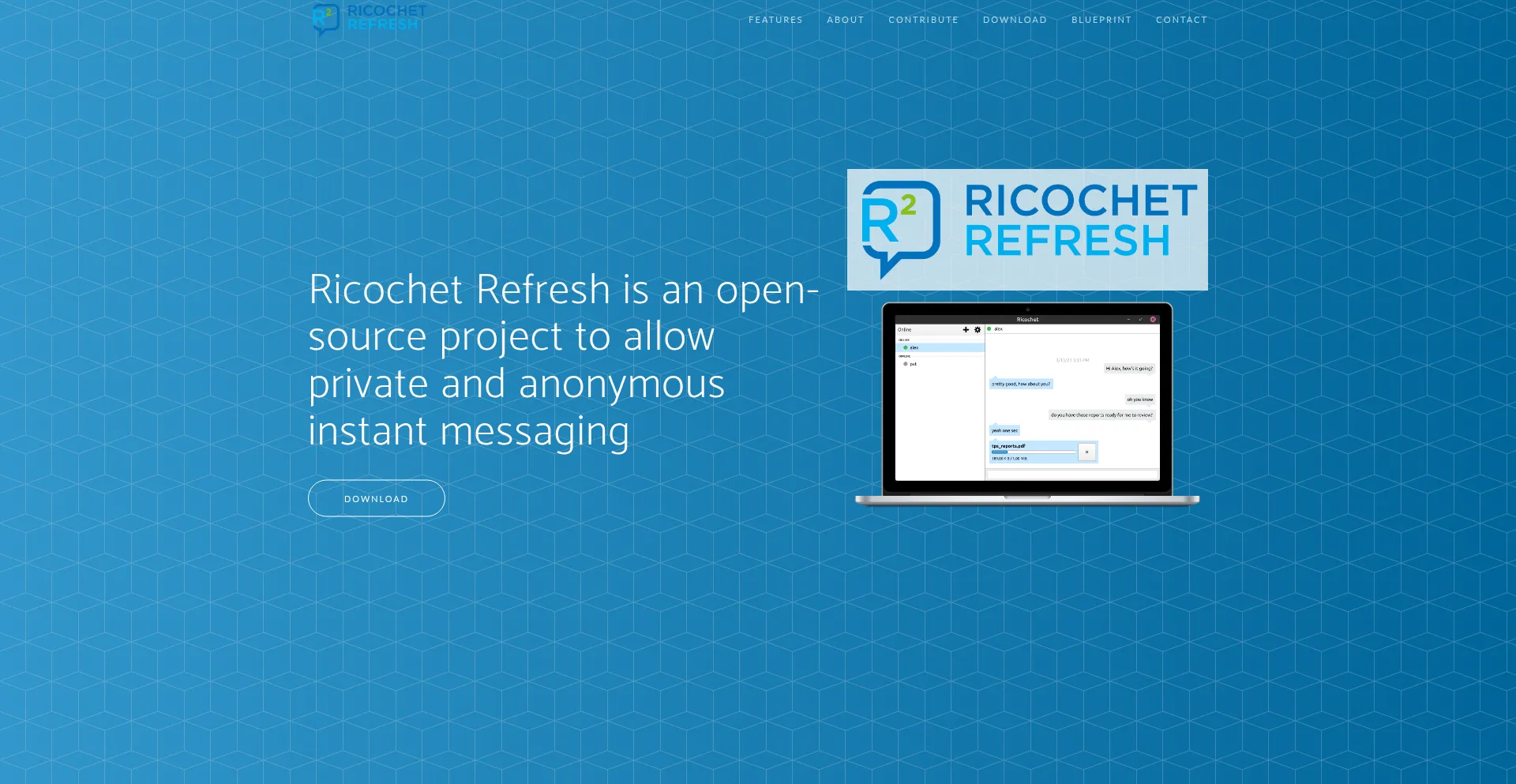 Website screenshot of Ricochetrefresh.net