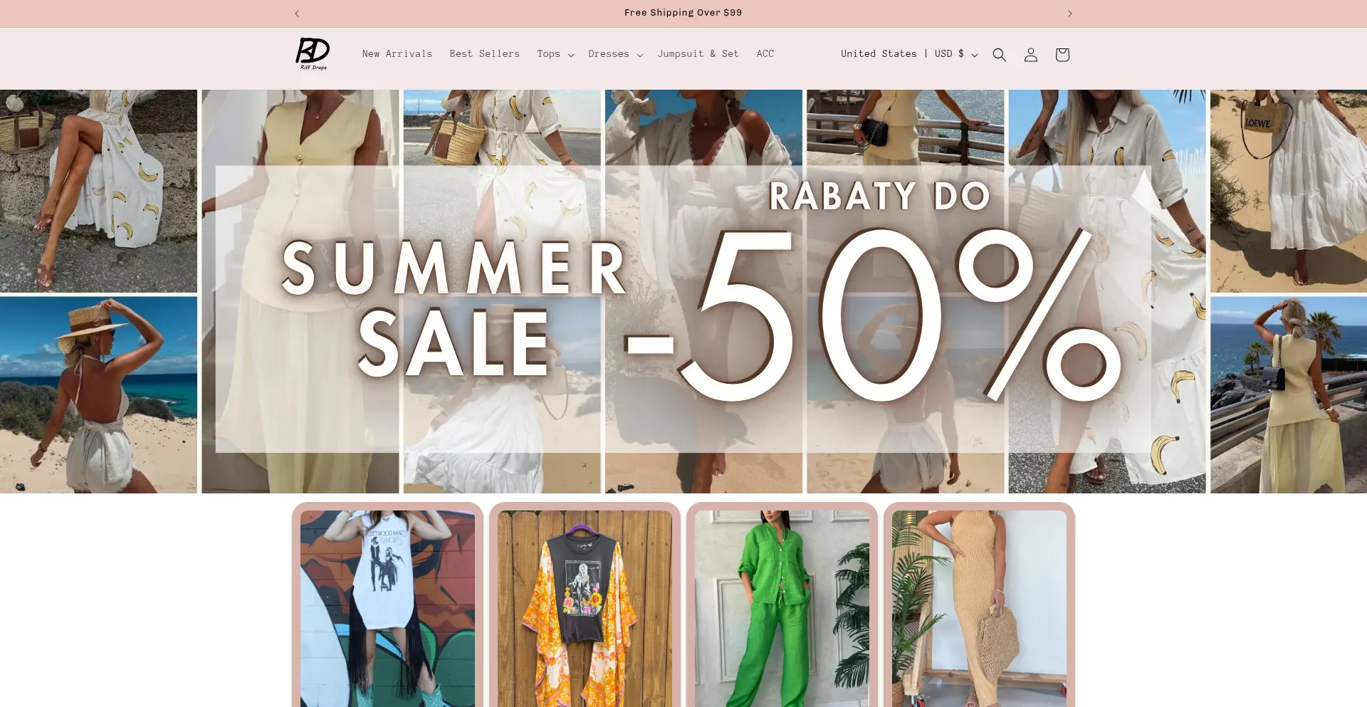 Website screenshot of Riffdrape.com