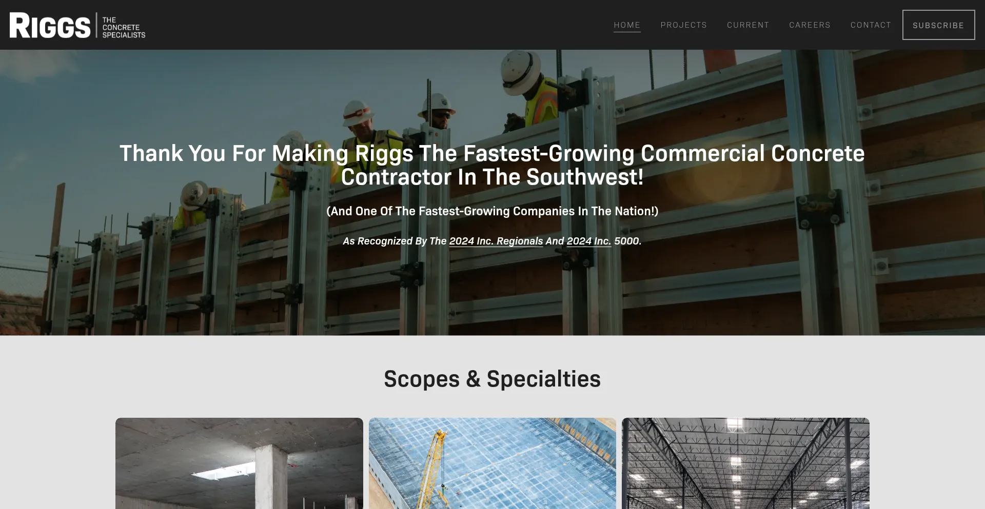 Website screenshot of Riggscompanies.com