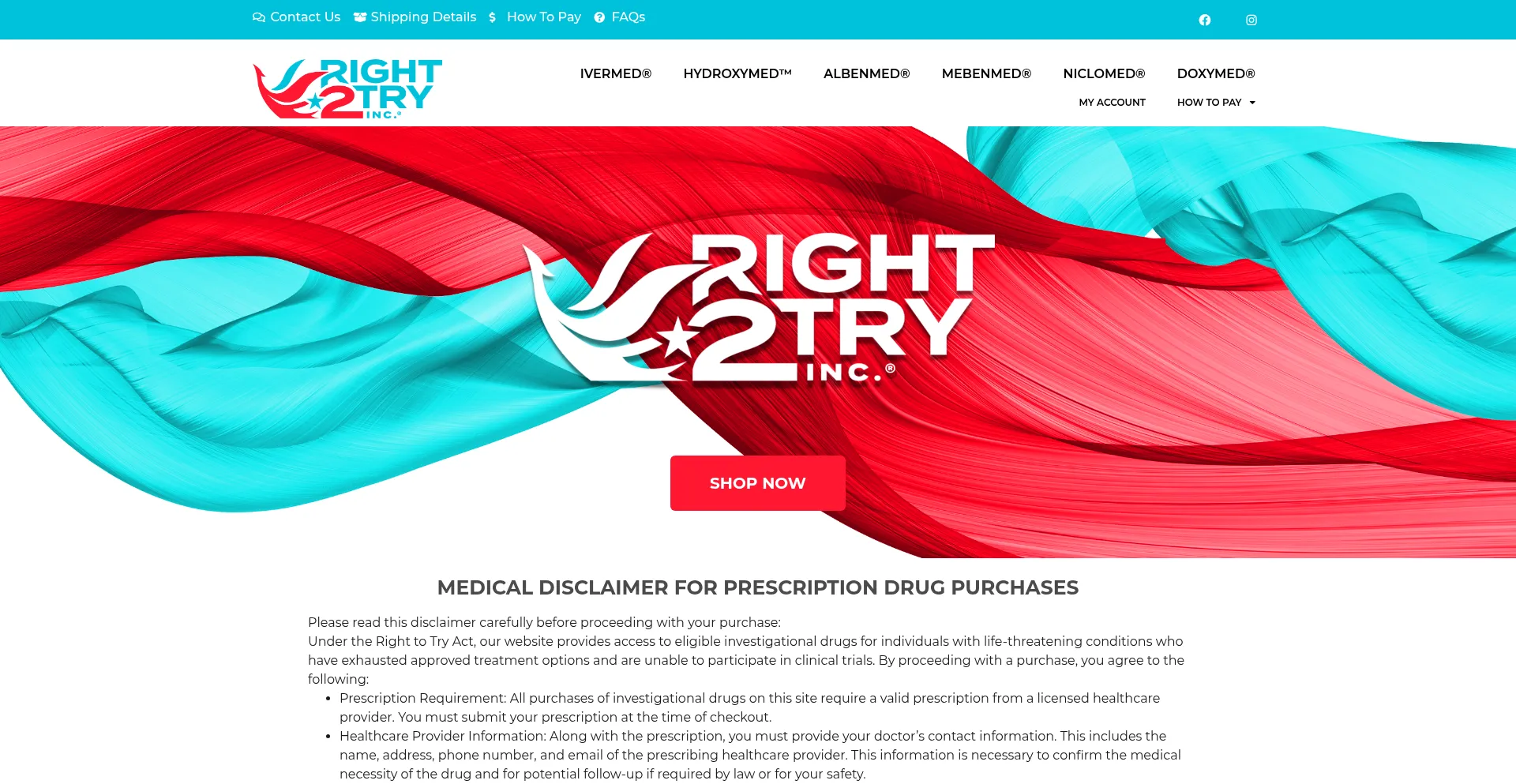 Website screenshot of Right2tryinc.bz