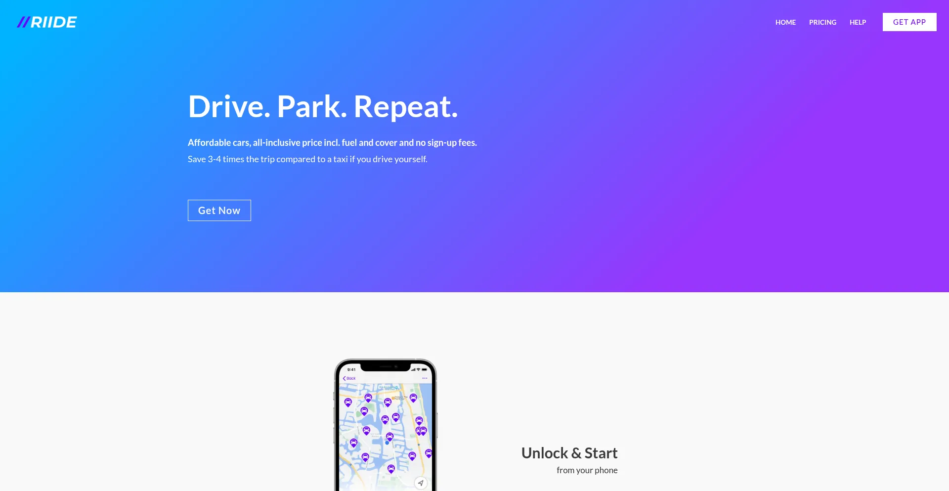 Website screenshot of Riide.com.au