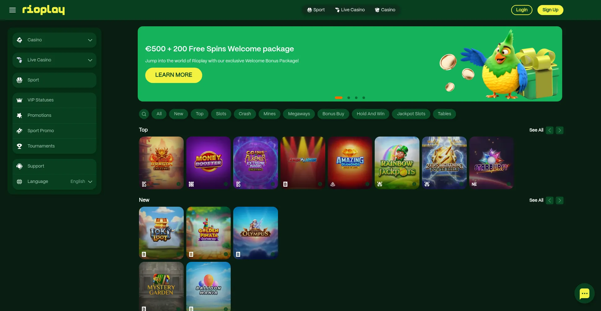 Website screenshot of Rioplay.com