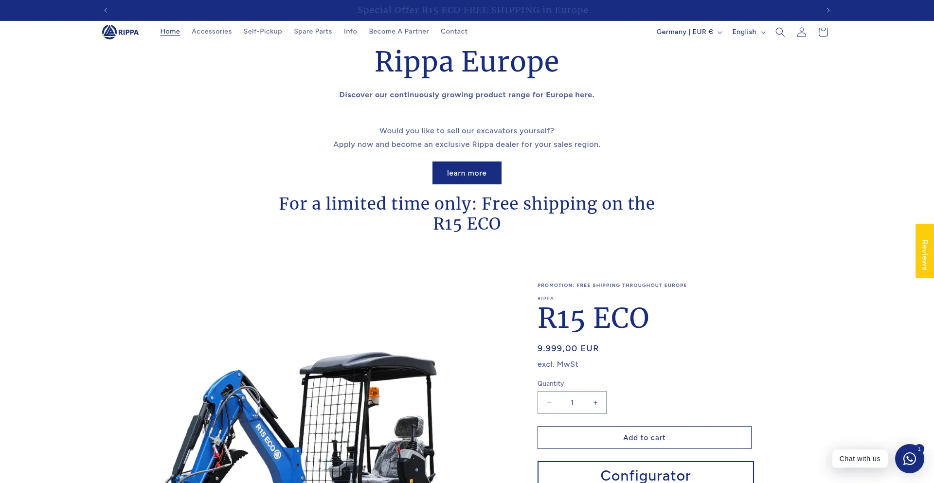Website screenshot of Rippa-europe.com