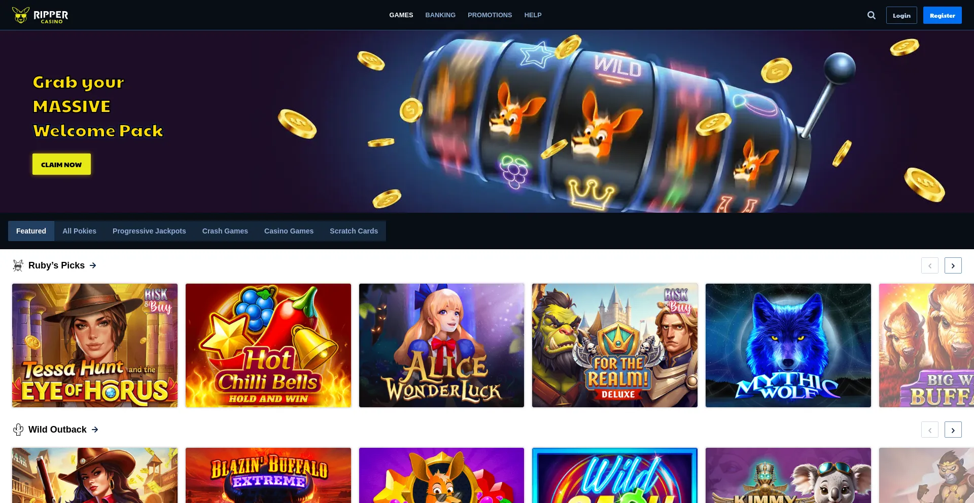 Website screenshot of Rippercasino.com