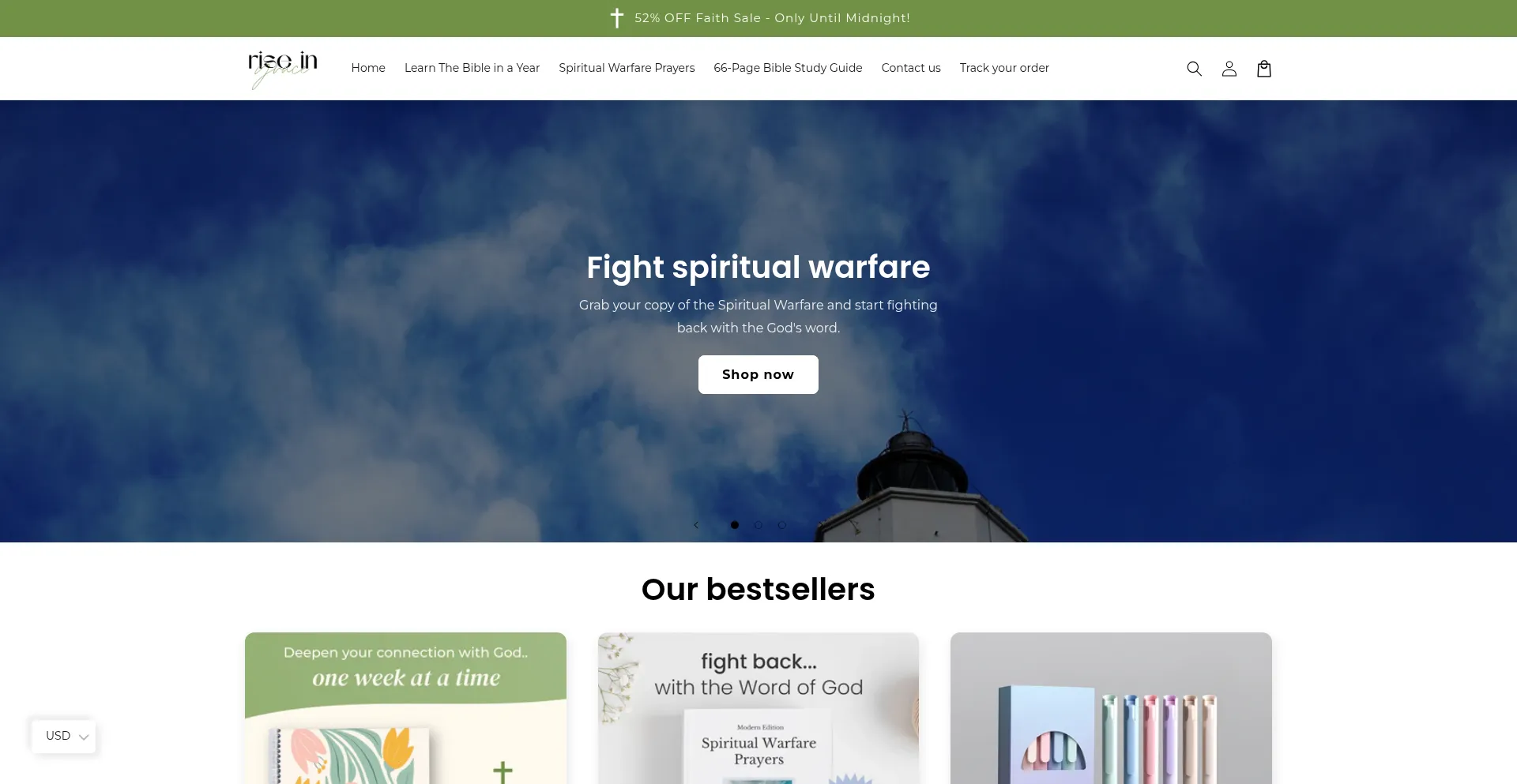 Website screenshot of Riseingrace.com