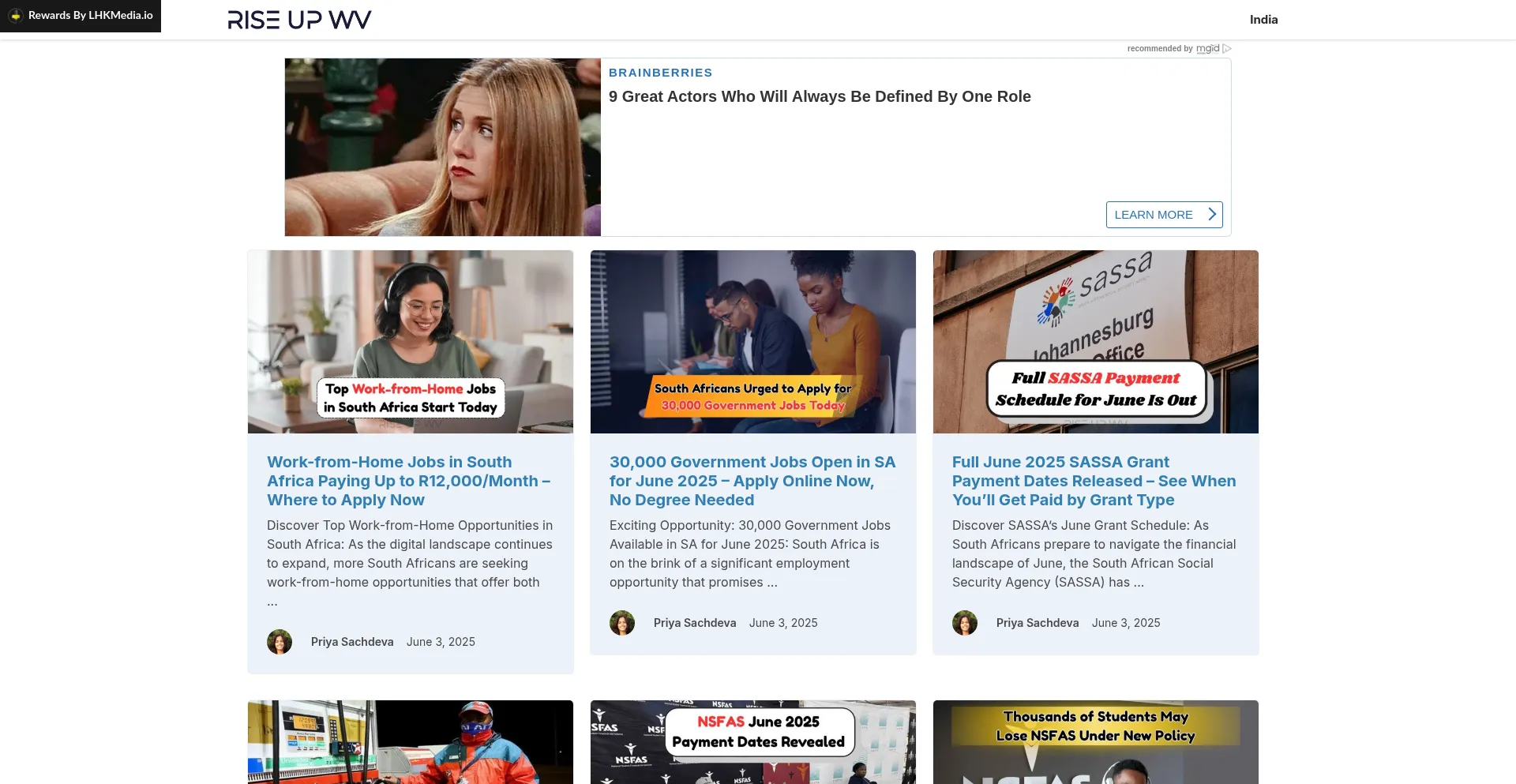 Website screenshot of Riseupwv.org