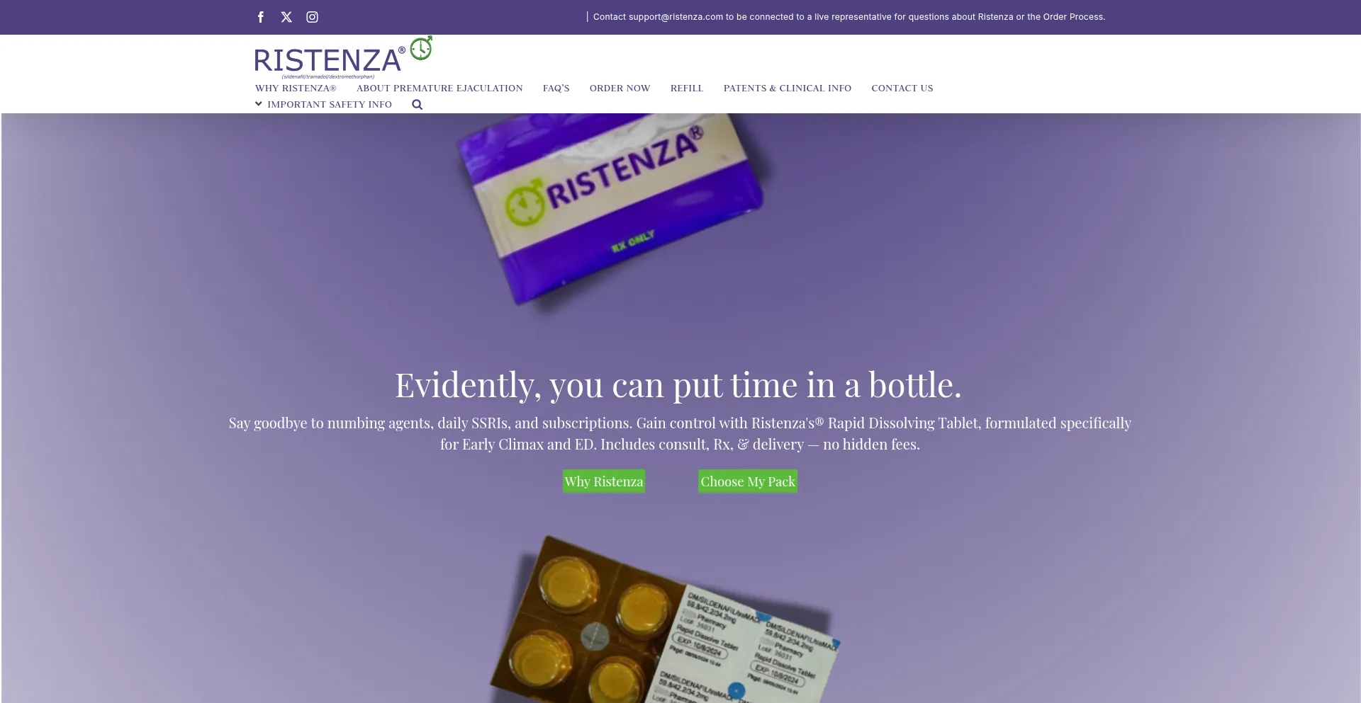 Website screenshot of Ristenza.com