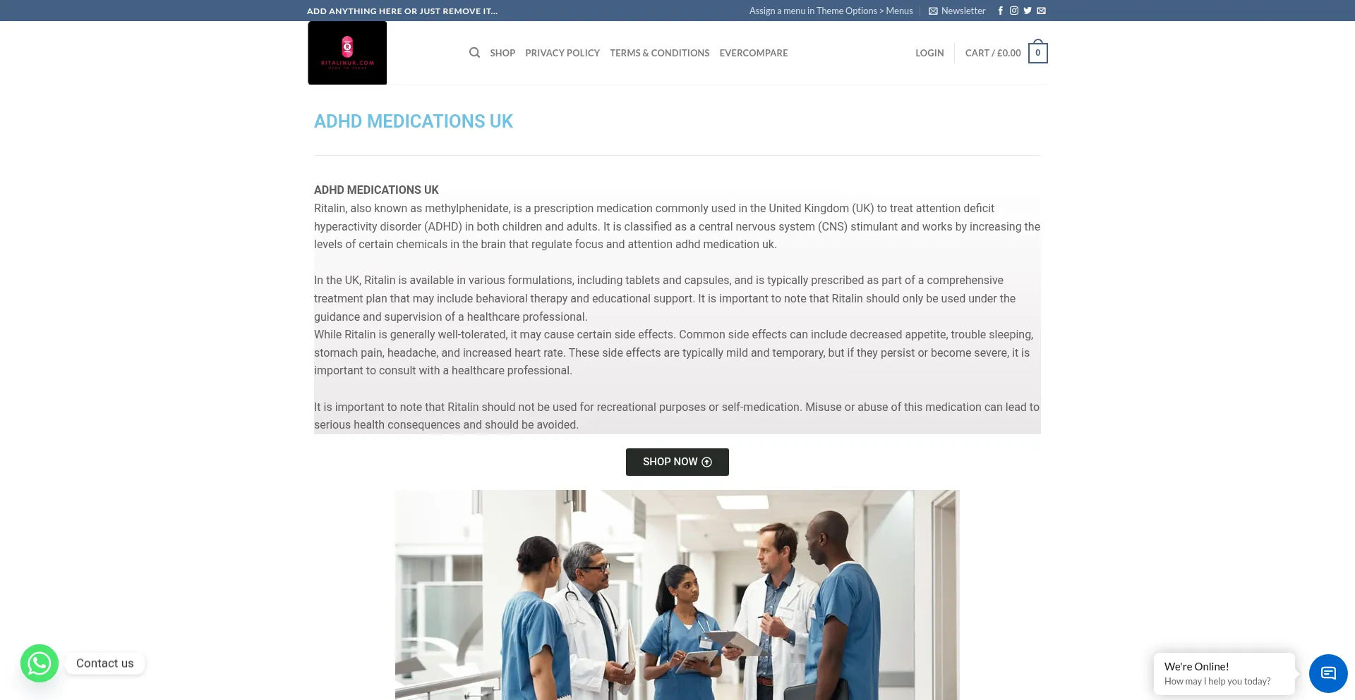 Website screenshot of Ritalinuk.com