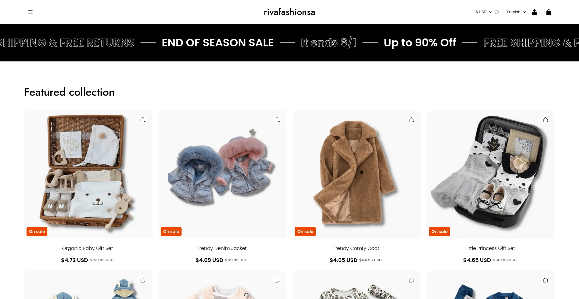 Website screenshot of Rivaonsale.online