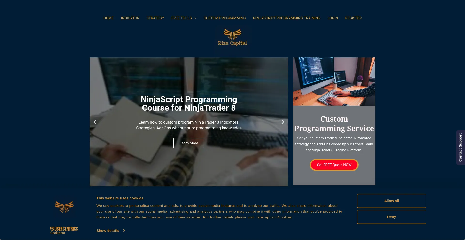 Website screenshot of Rizecap.com