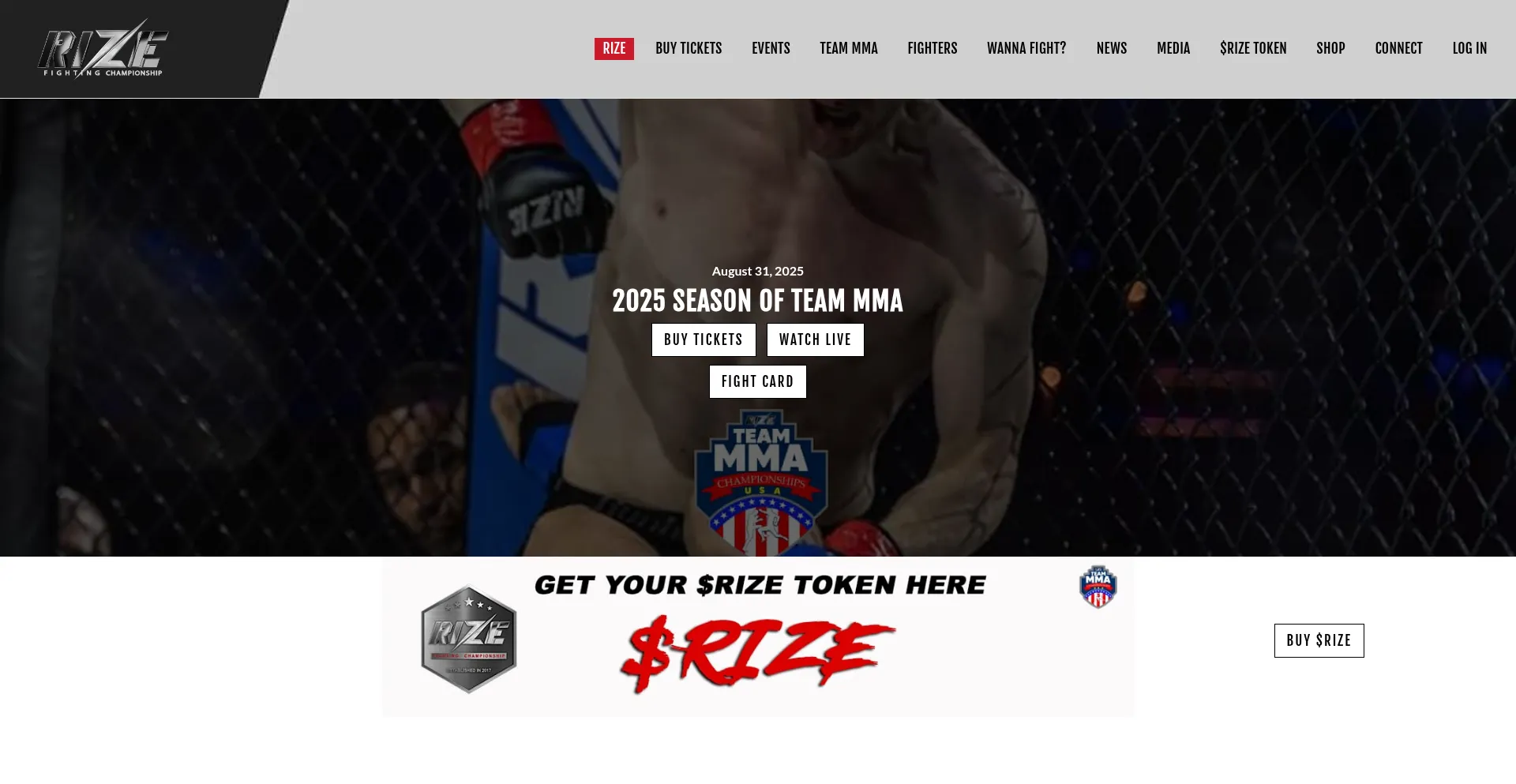 Website screenshot of Rizefc.com