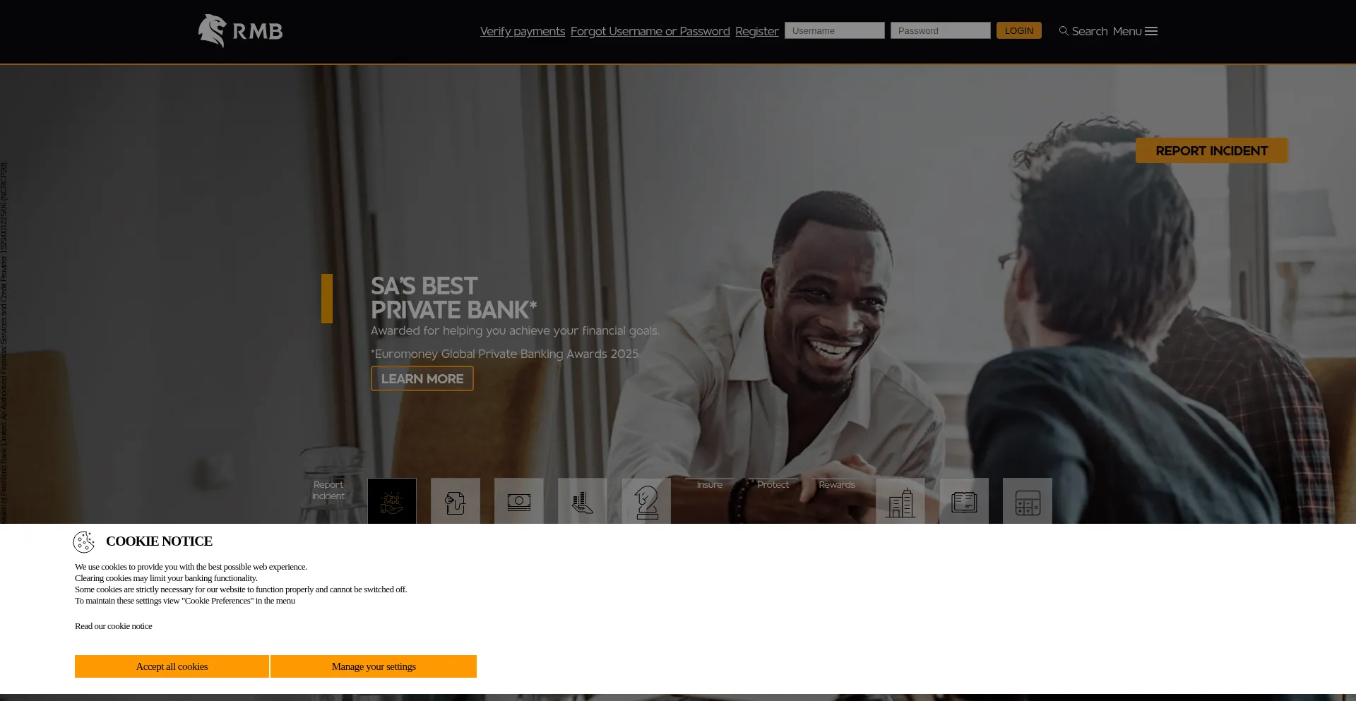 Website screenshot of Rmbprivatebank.com