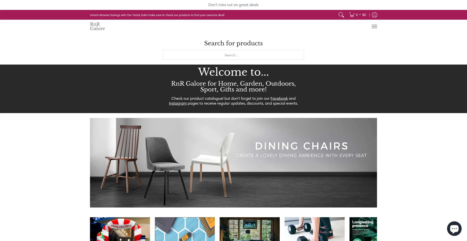 Website screenshot of Rnrgalore.com.au