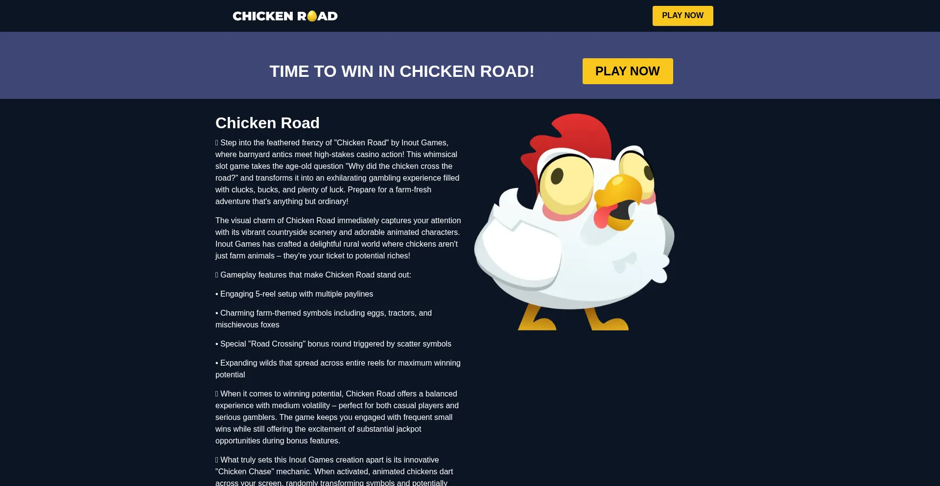 Website screenshot of Road-chicken.io