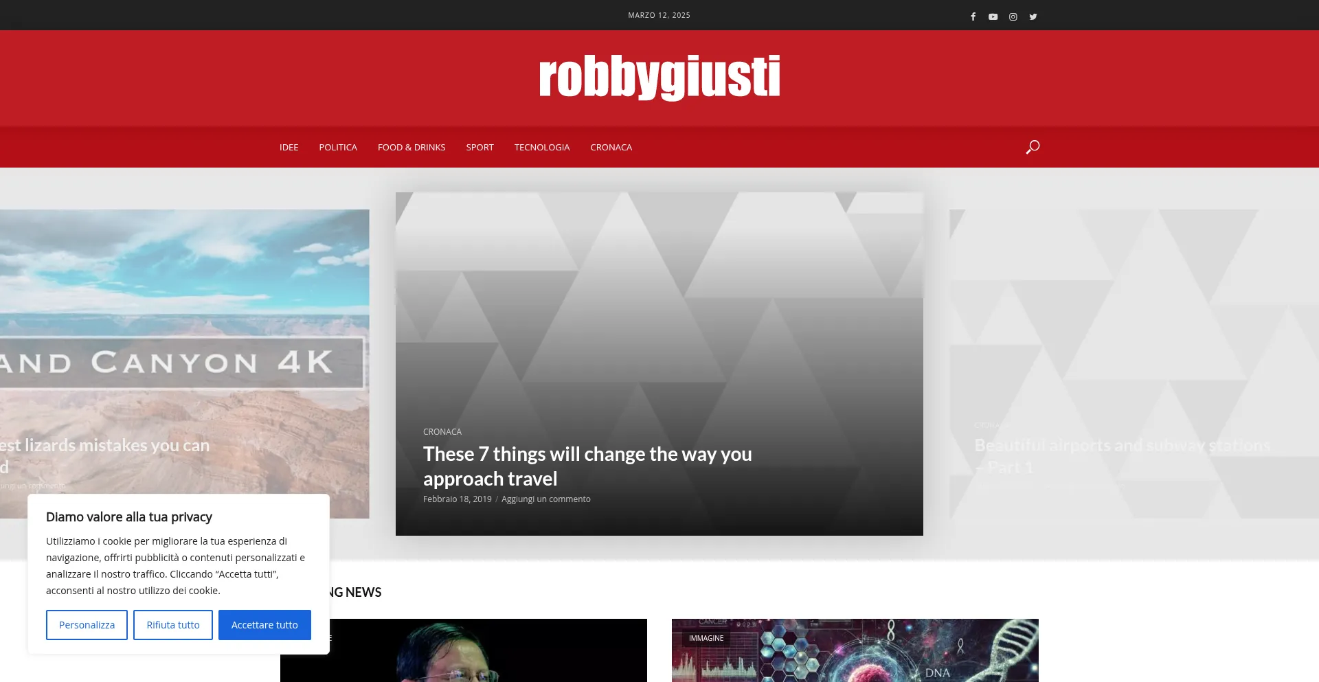 Website screenshot of Robbygiusti.it
