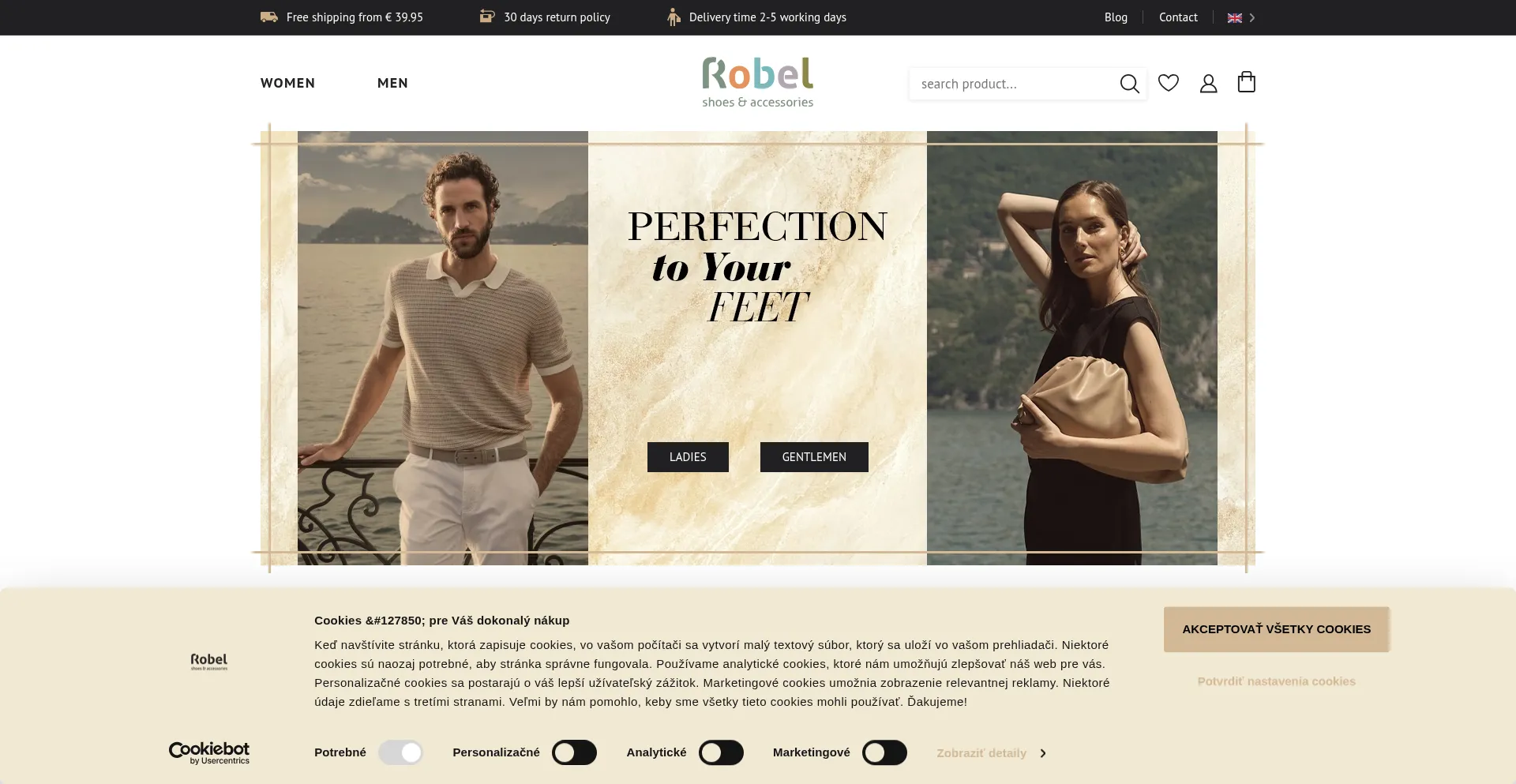 Website screenshot of Robelshoes.eu