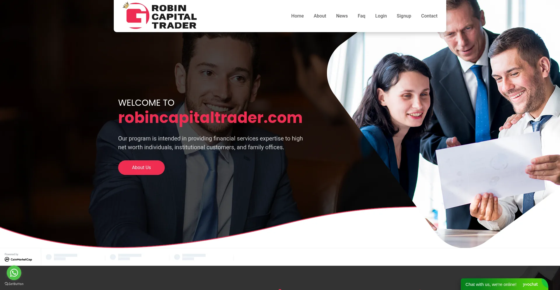 Website screenshot of Robincapitaltrader.com