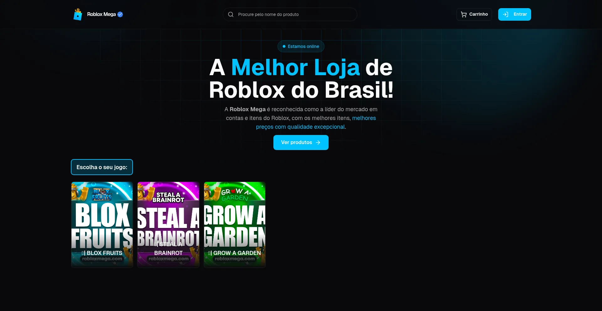 Website screenshot of Robloxmega.com