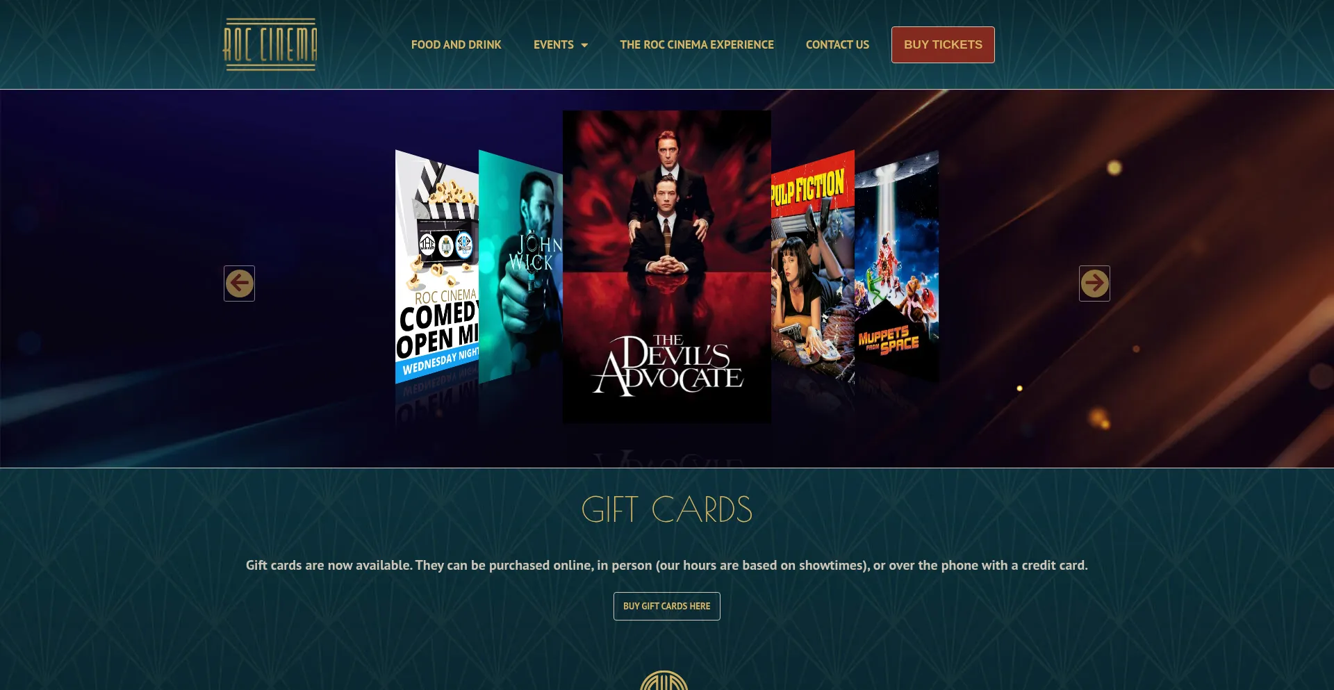 Website screenshot of Roccinema.com