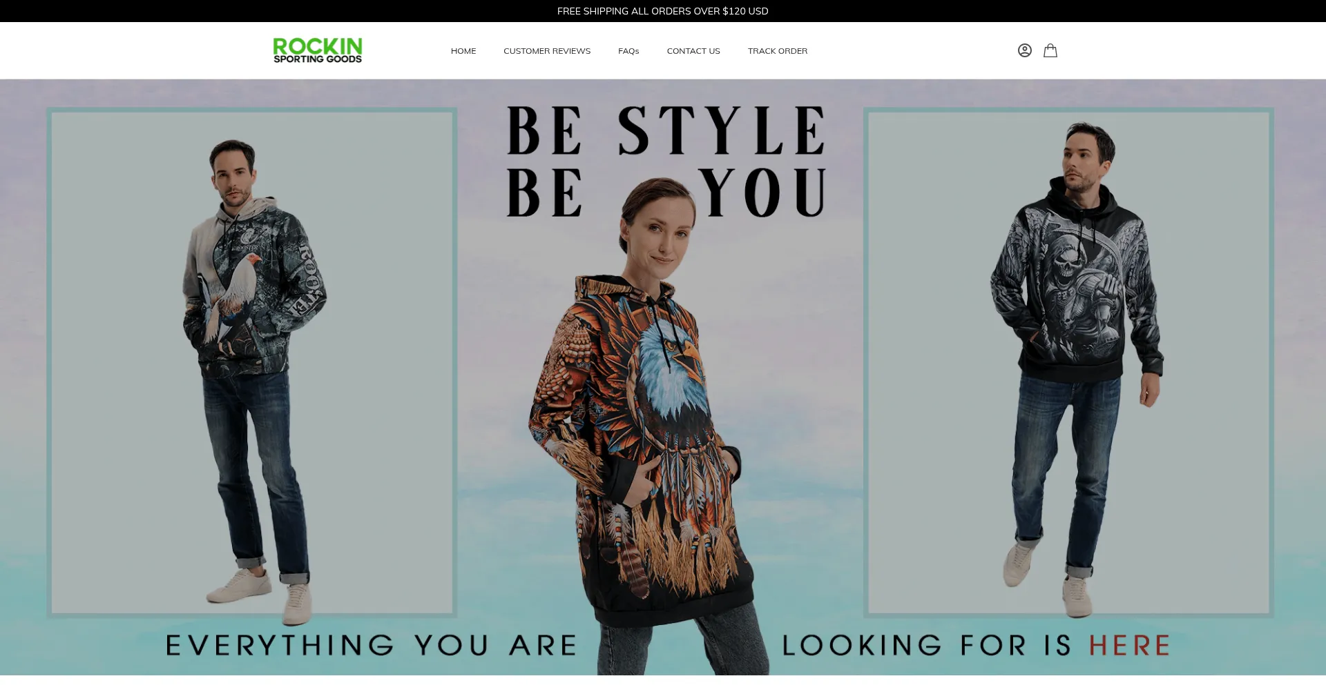 Website screenshot of Rockinssportinggoods.com