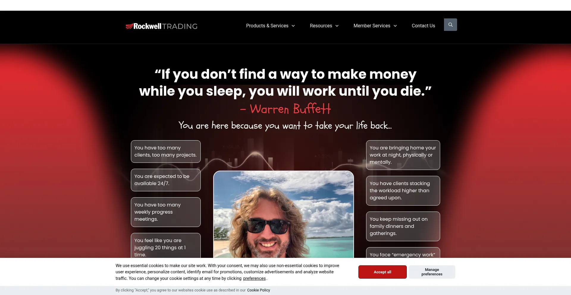 Website screenshot of Rockwelltrading.com