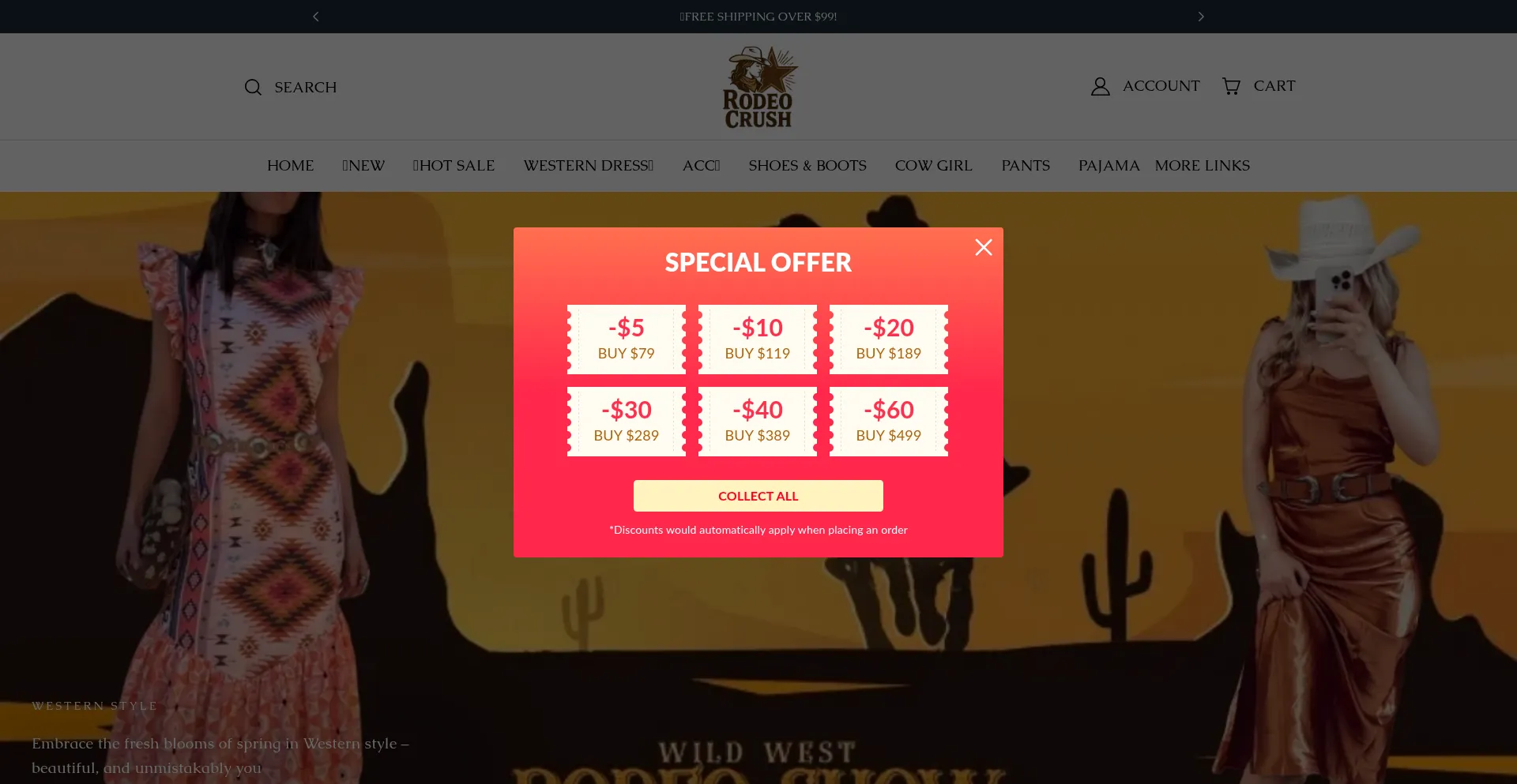 Website screenshot of Rodeocrush.com