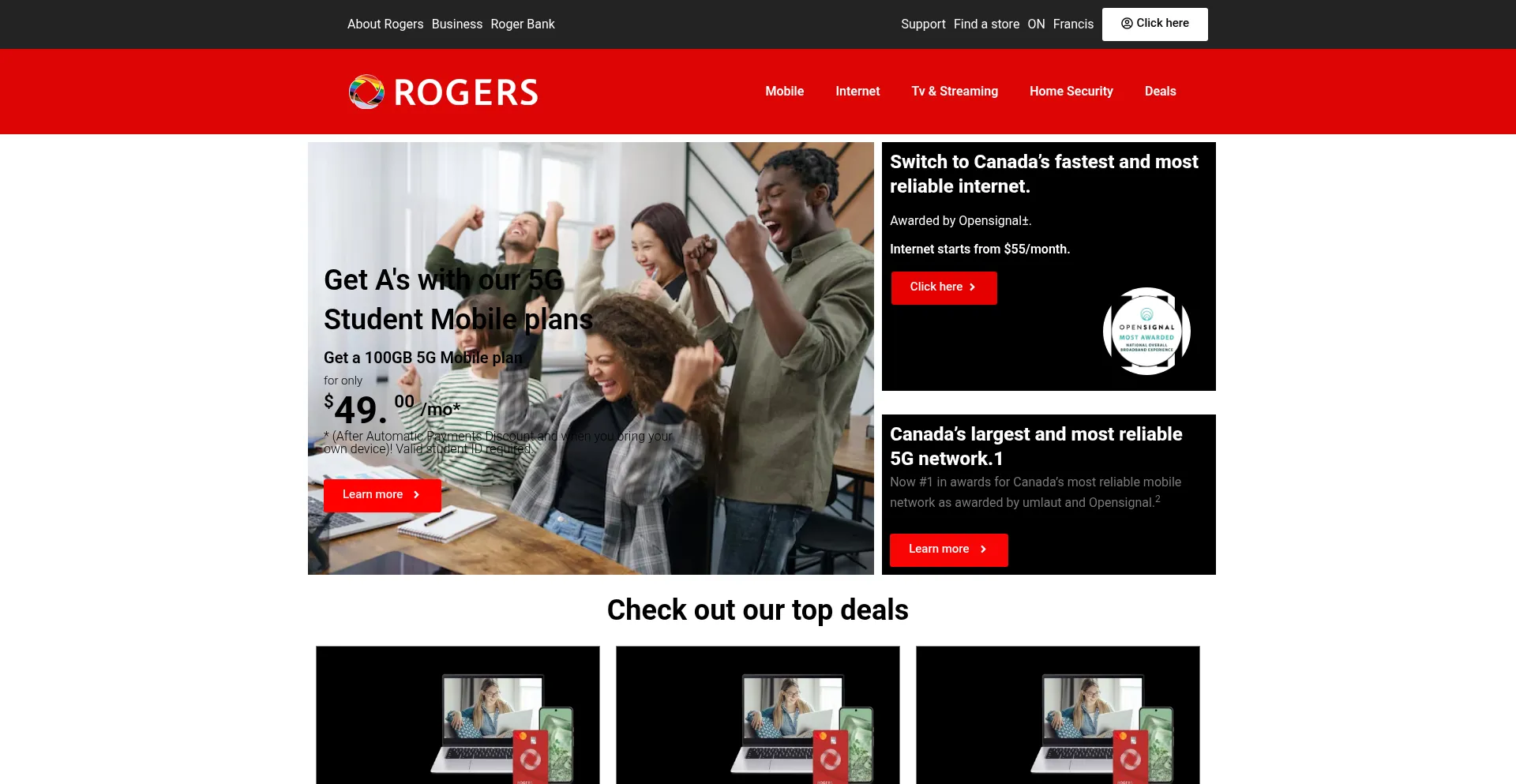 Website screenshot of Rogerpromotions.ca