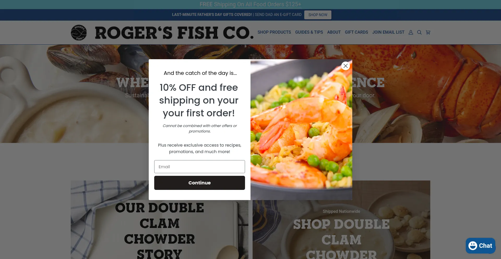 Website screenshot of Rogersfishco.com