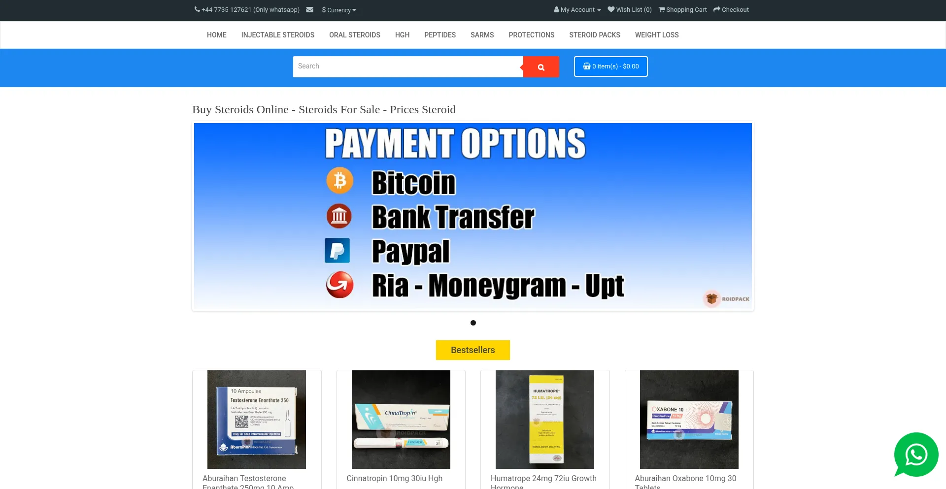 Website screenshot of Roidbox.com