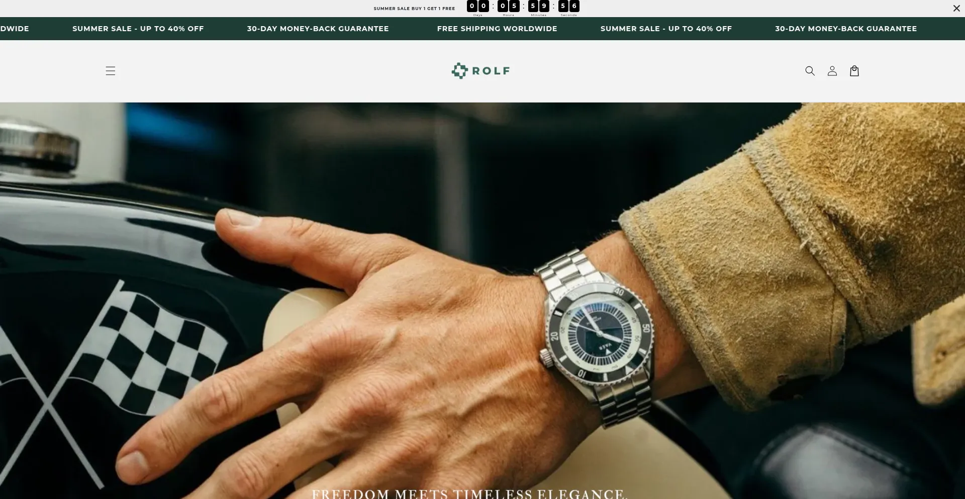 Website screenshot of Rolfwatches.com