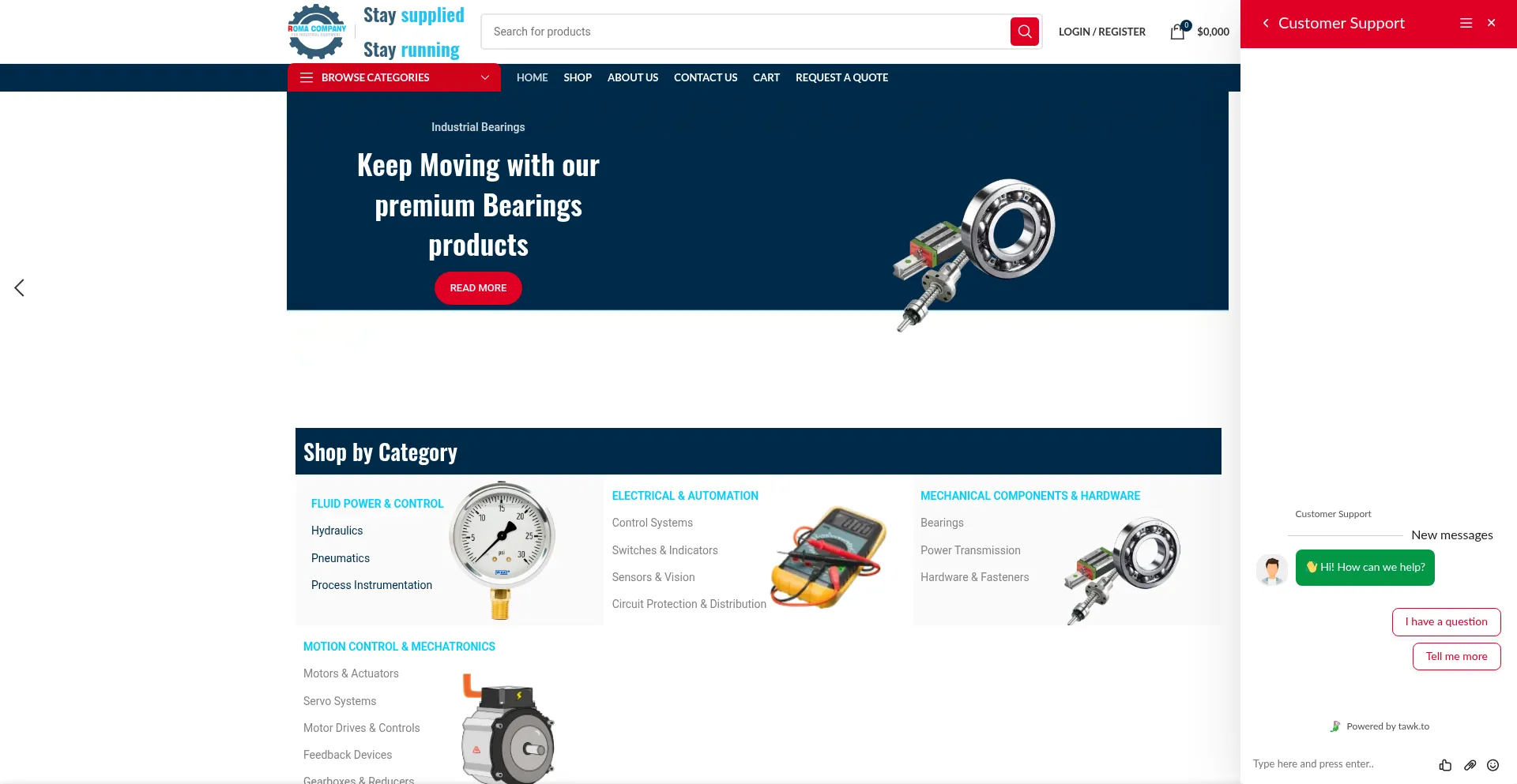 Website screenshot of Roma-industrial.com