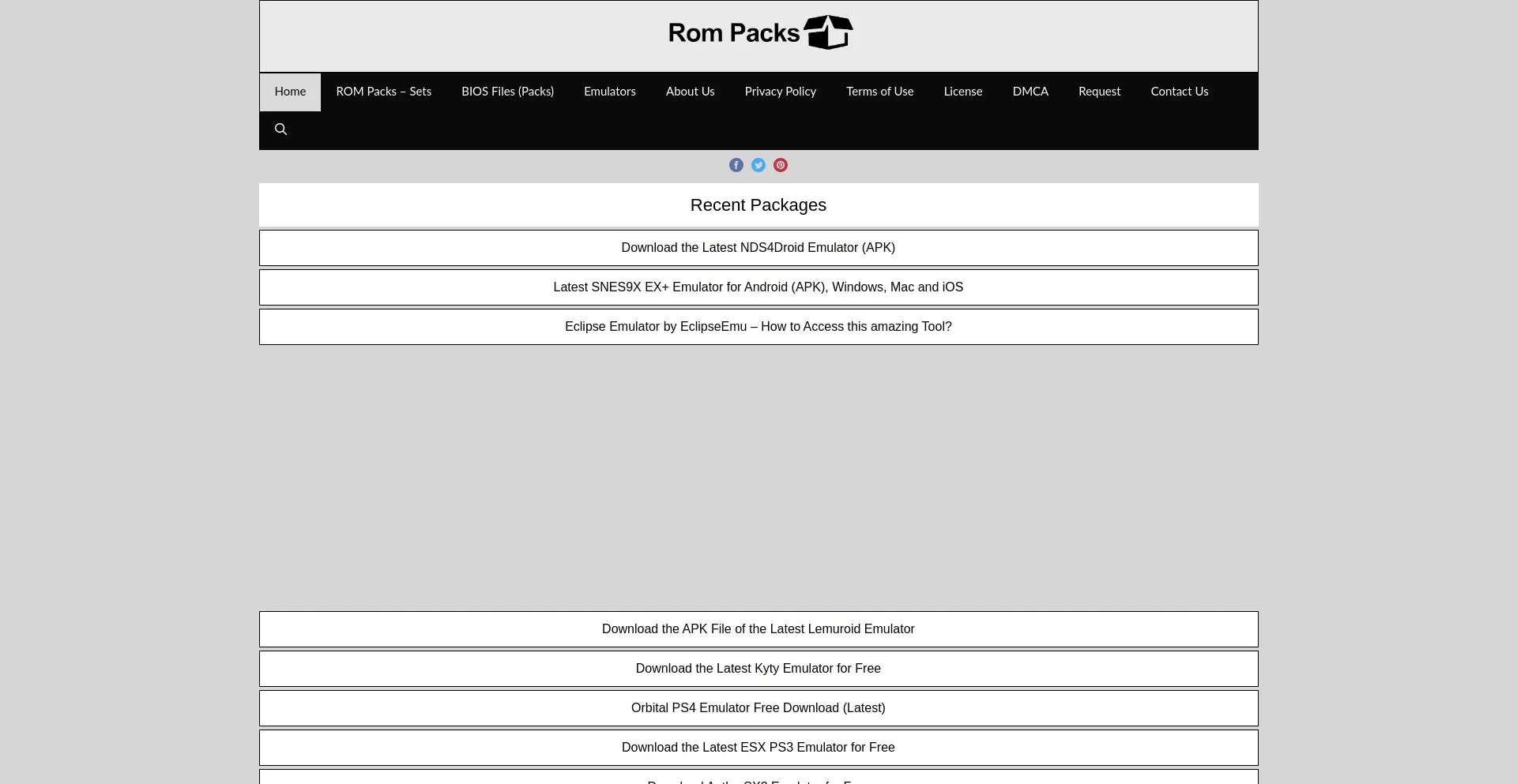 Website screenshot of Rompacks.com