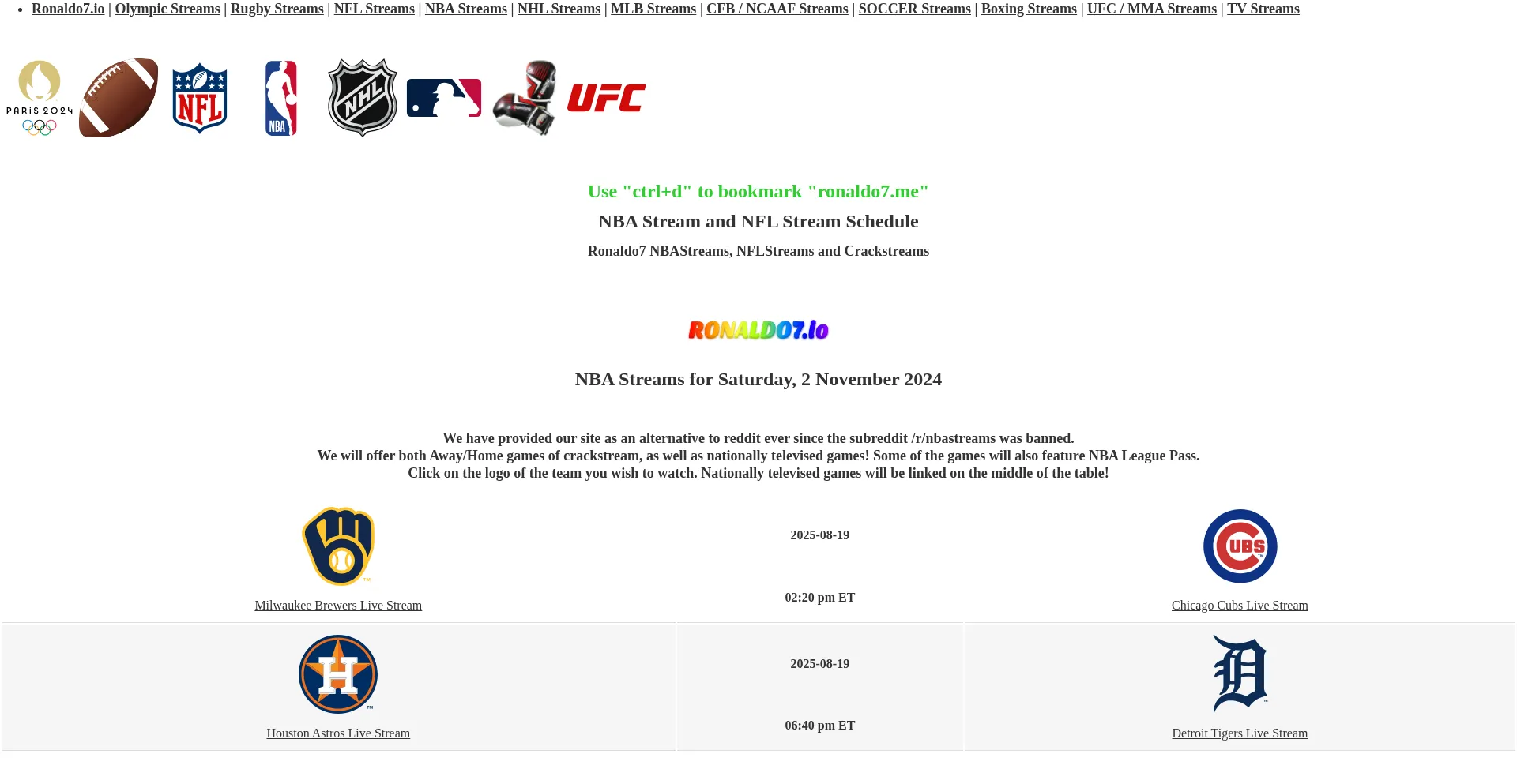 Website screenshot of Ronaldo7.me