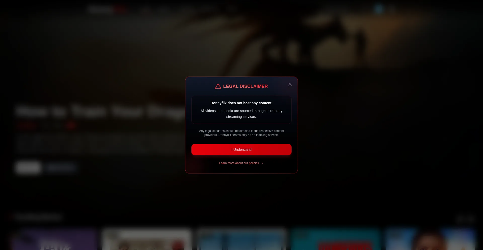 Website screenshot of Ronnyflix.xyz
