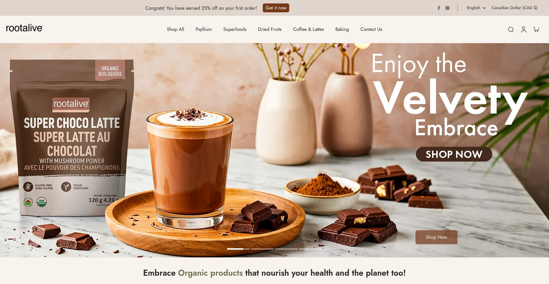 Website screenshot of Rootalive.com