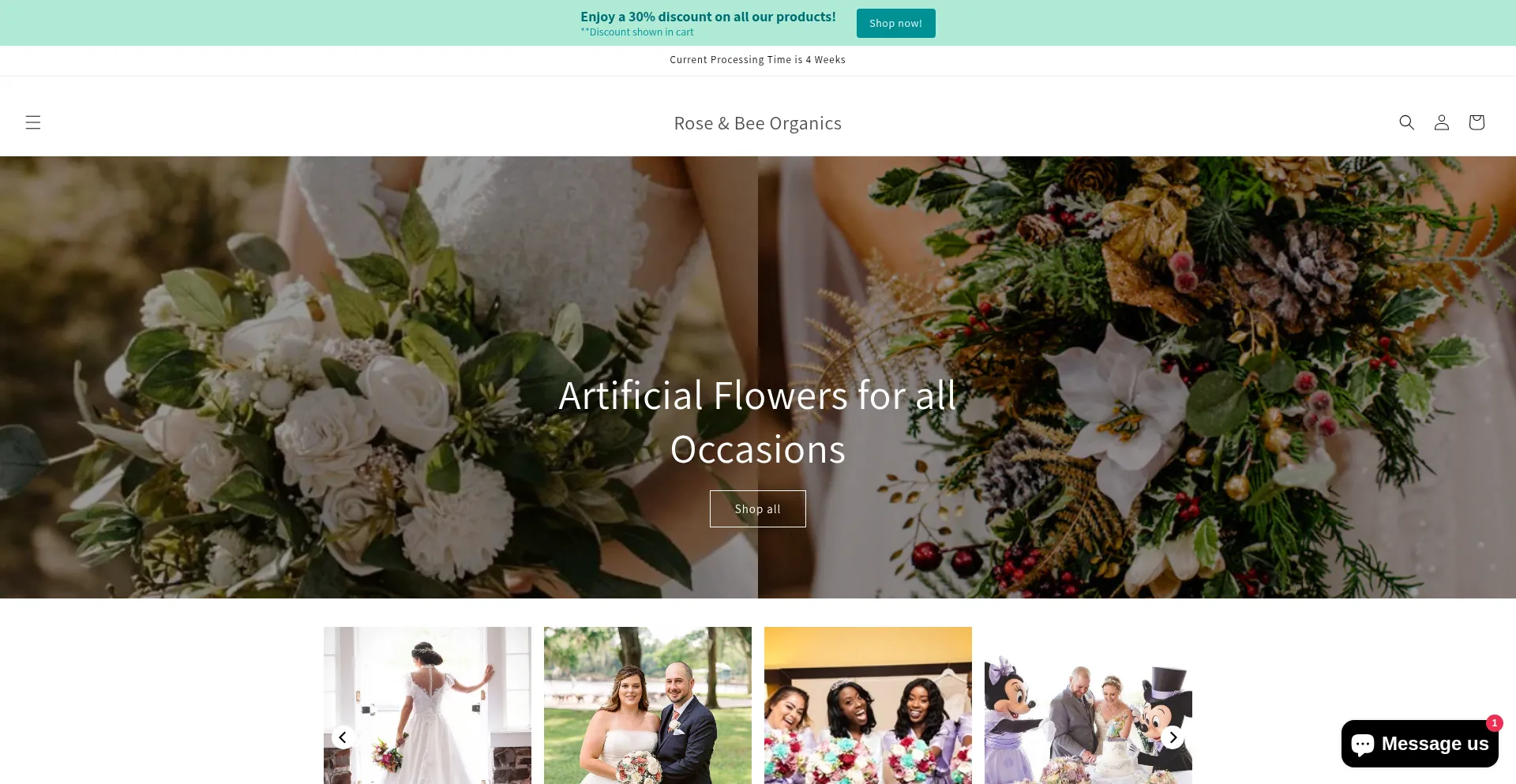 Website screenshot of Roseandbeeorganics.com